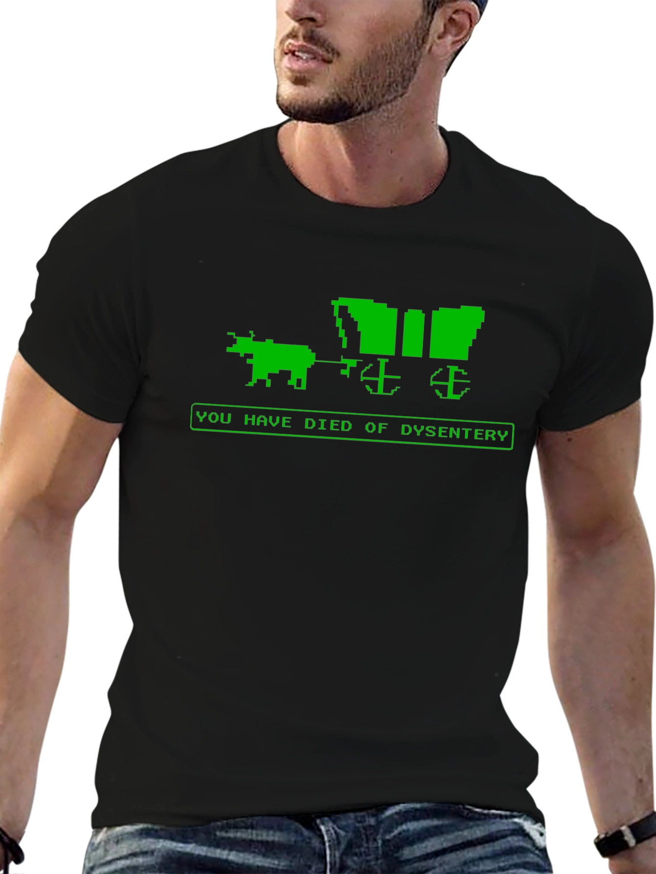 Black Oregon Trail Dysentery T-Shirt view 6