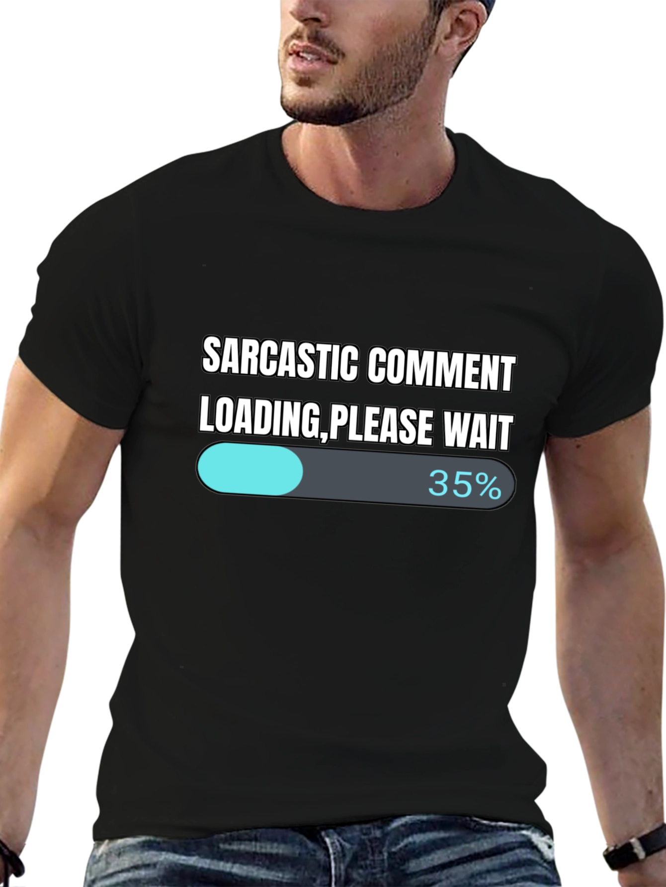 Black Sarcastic Comment Loading T-Shirt - Funny Novelty Tee view 6