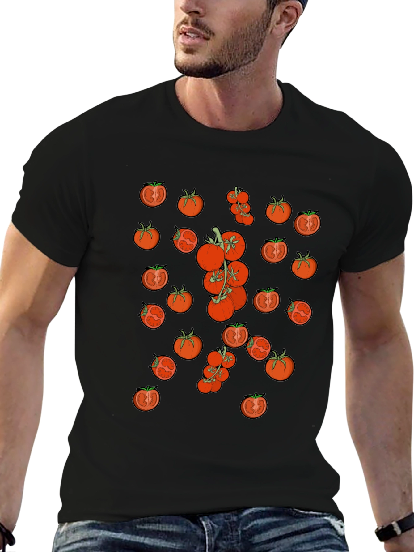 Tomato Pattern Black T-Shirt - 6