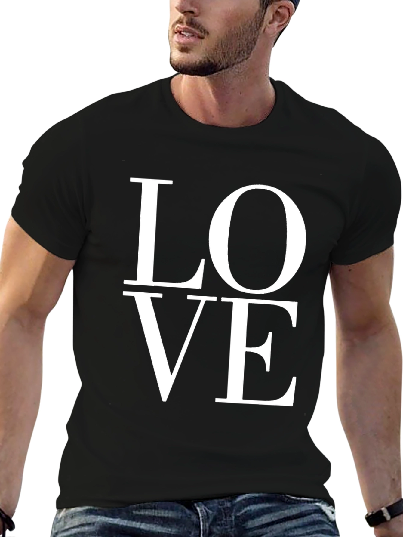 Black Love Graphic Tee - Black Casual T-Shirt view 6