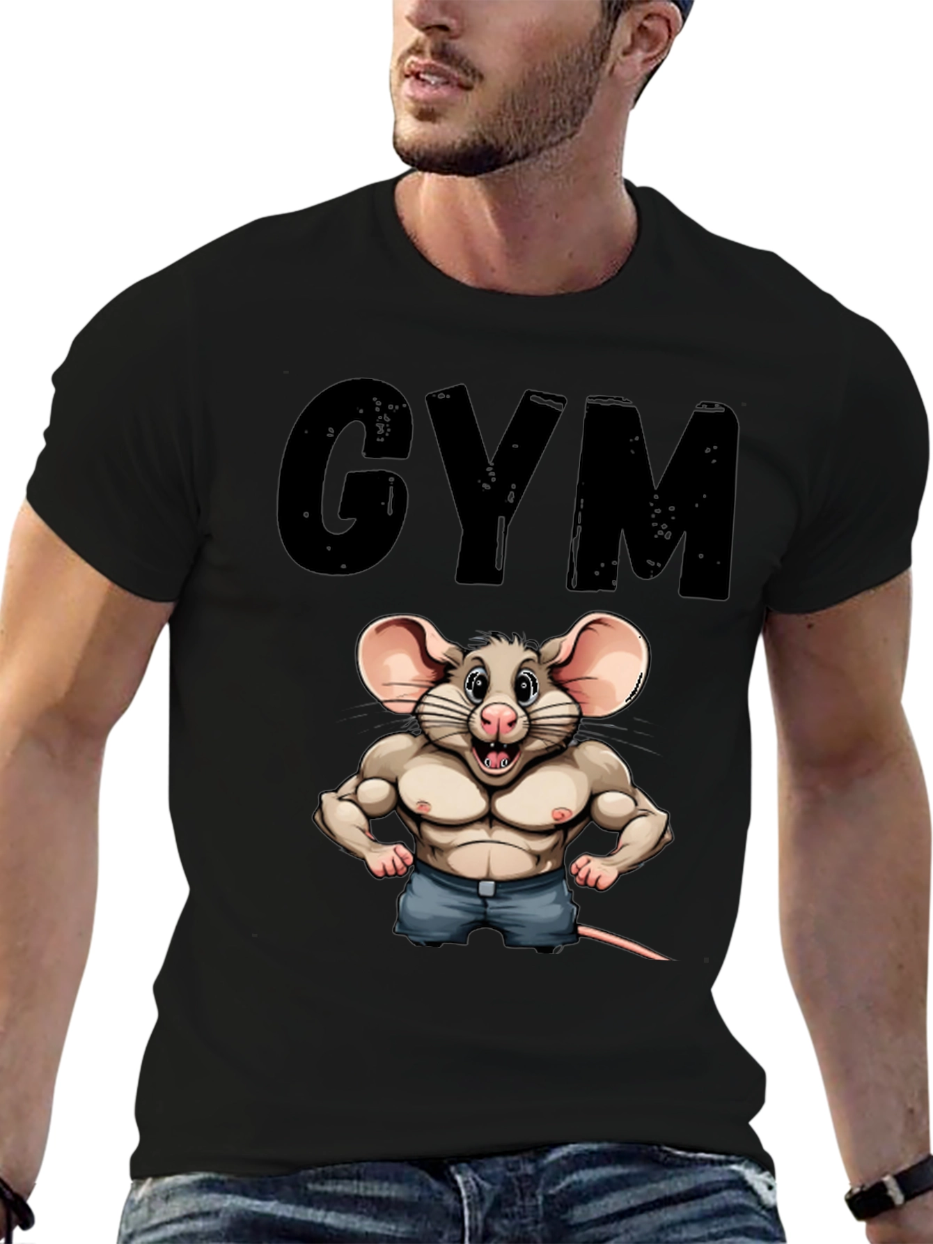Black Funny Gym Rat T-Shirt view 6