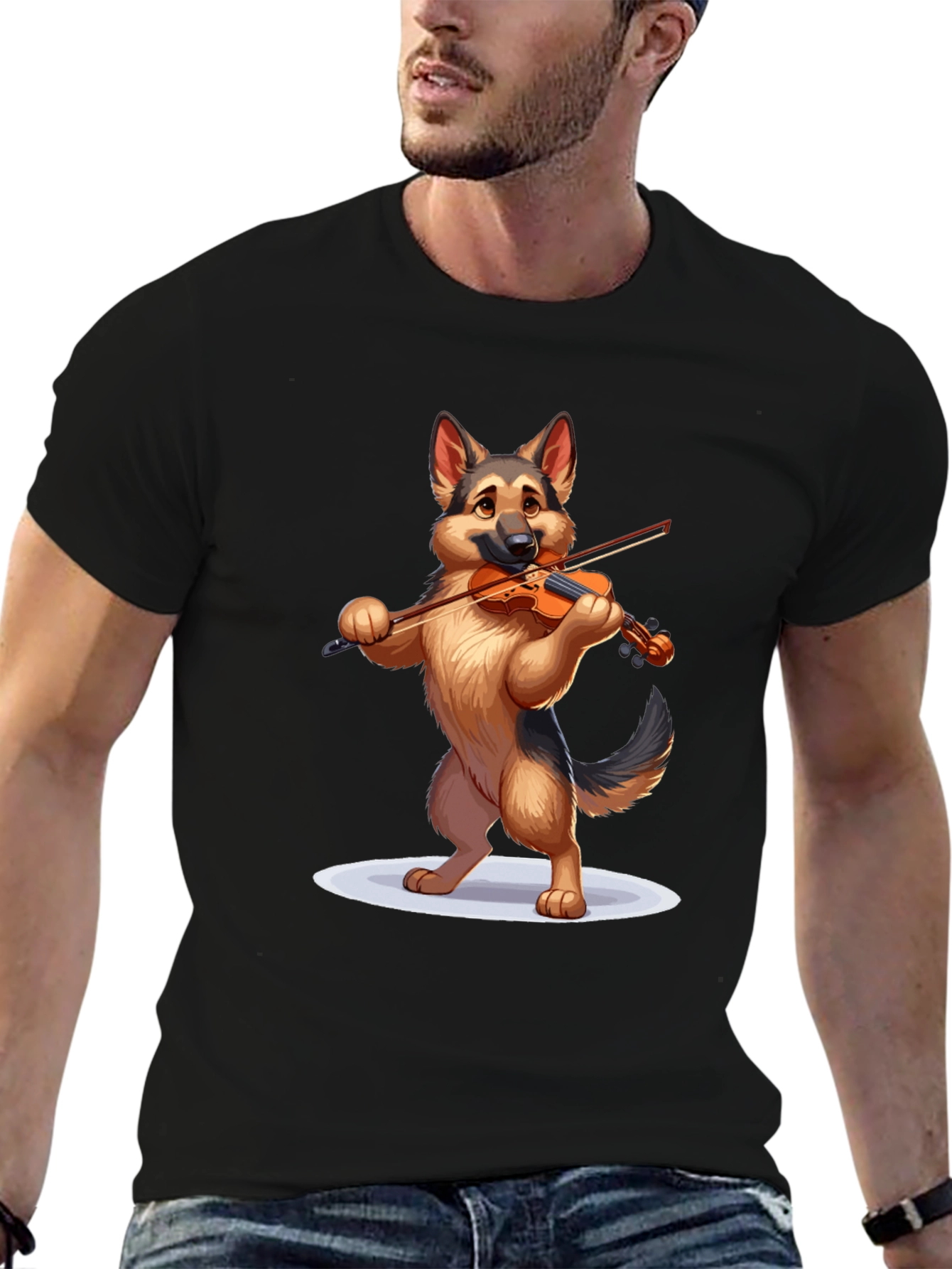 Black Dog Playing Violin Graphic T-Shirt view 6