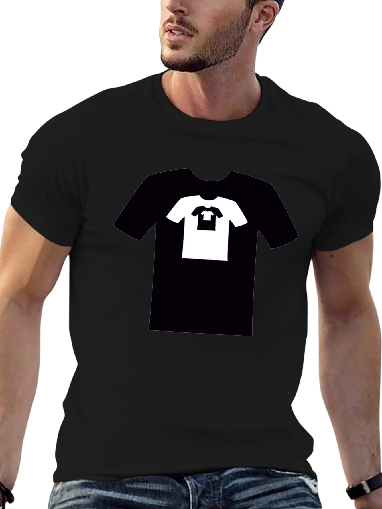 Black Recursive Tee: Black T-Shirt with T-Shirt Graphic view 6