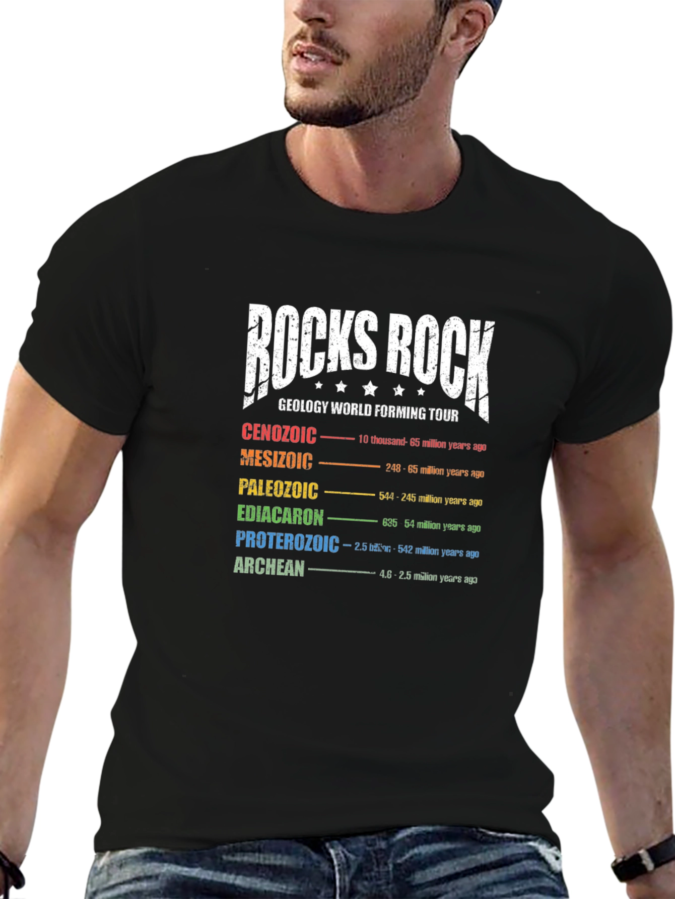 Black Rocks Rock Geology World Tour T-Shirt view 6