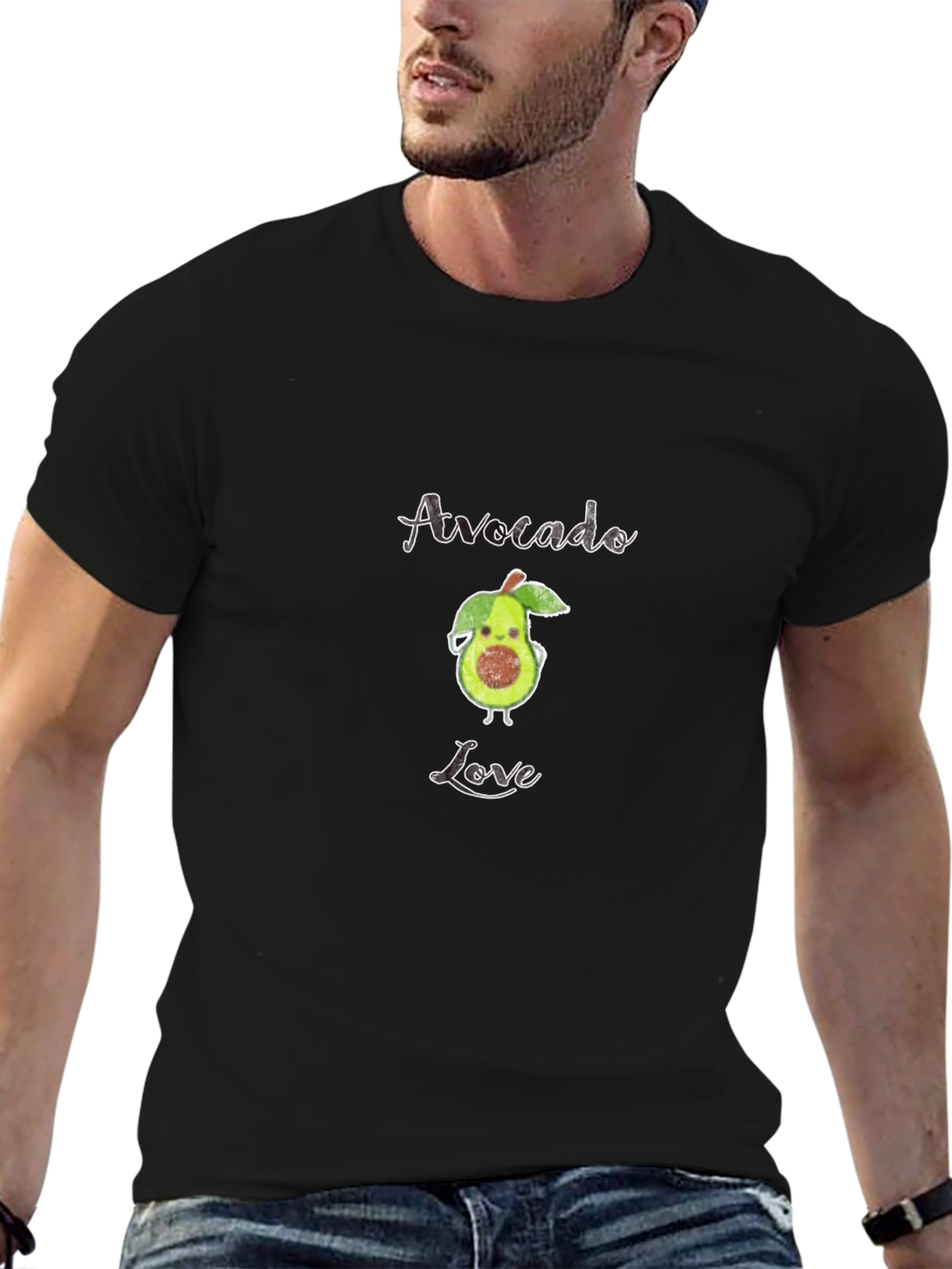 Black Avocado Love Graphic T-Shirt - Black Cotton Tee view 6