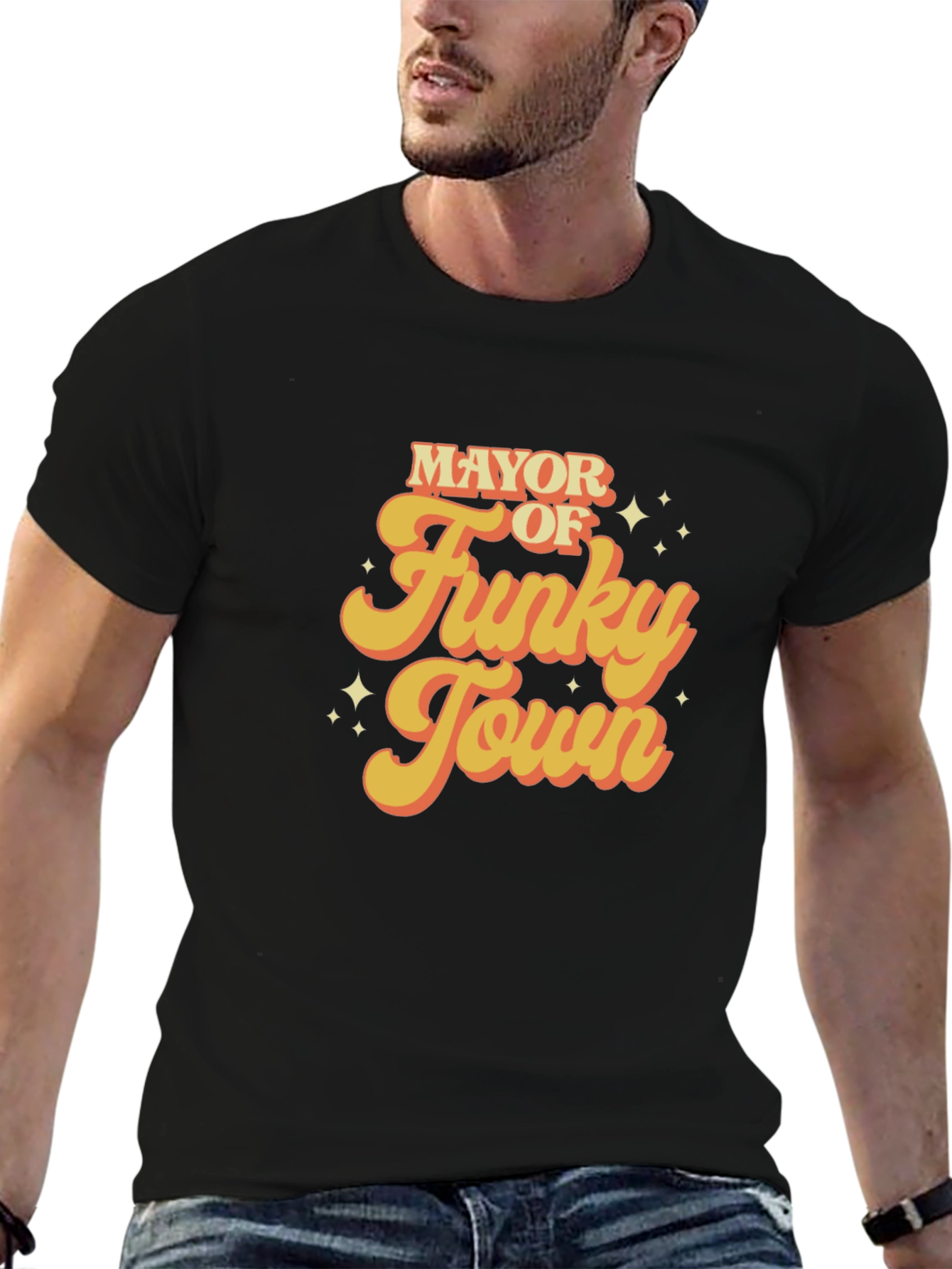 Black Mayor of Funky Town Graphic Tee - Retro Design view 6