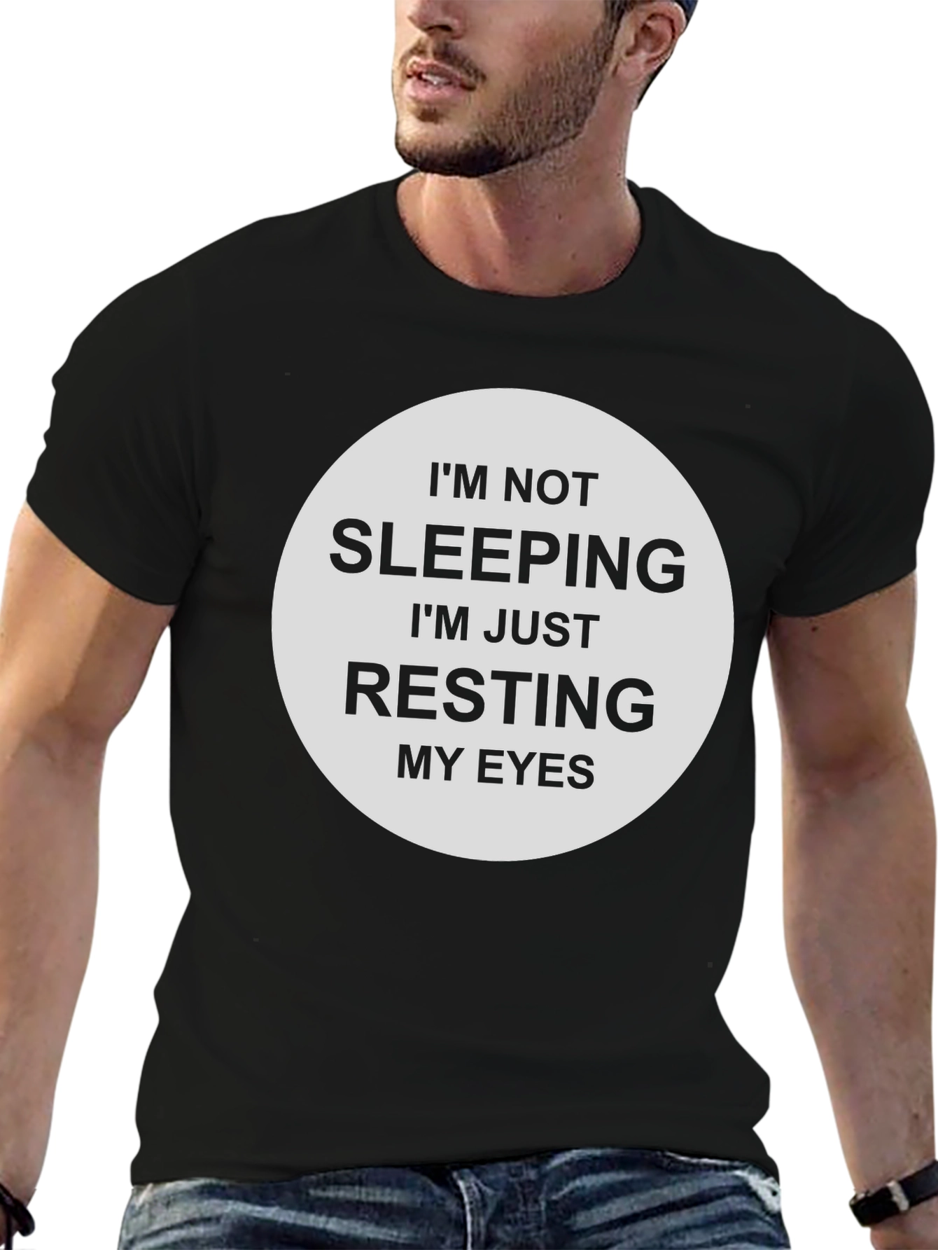 Black Resting Eyes Funny Graphic Tee view 6