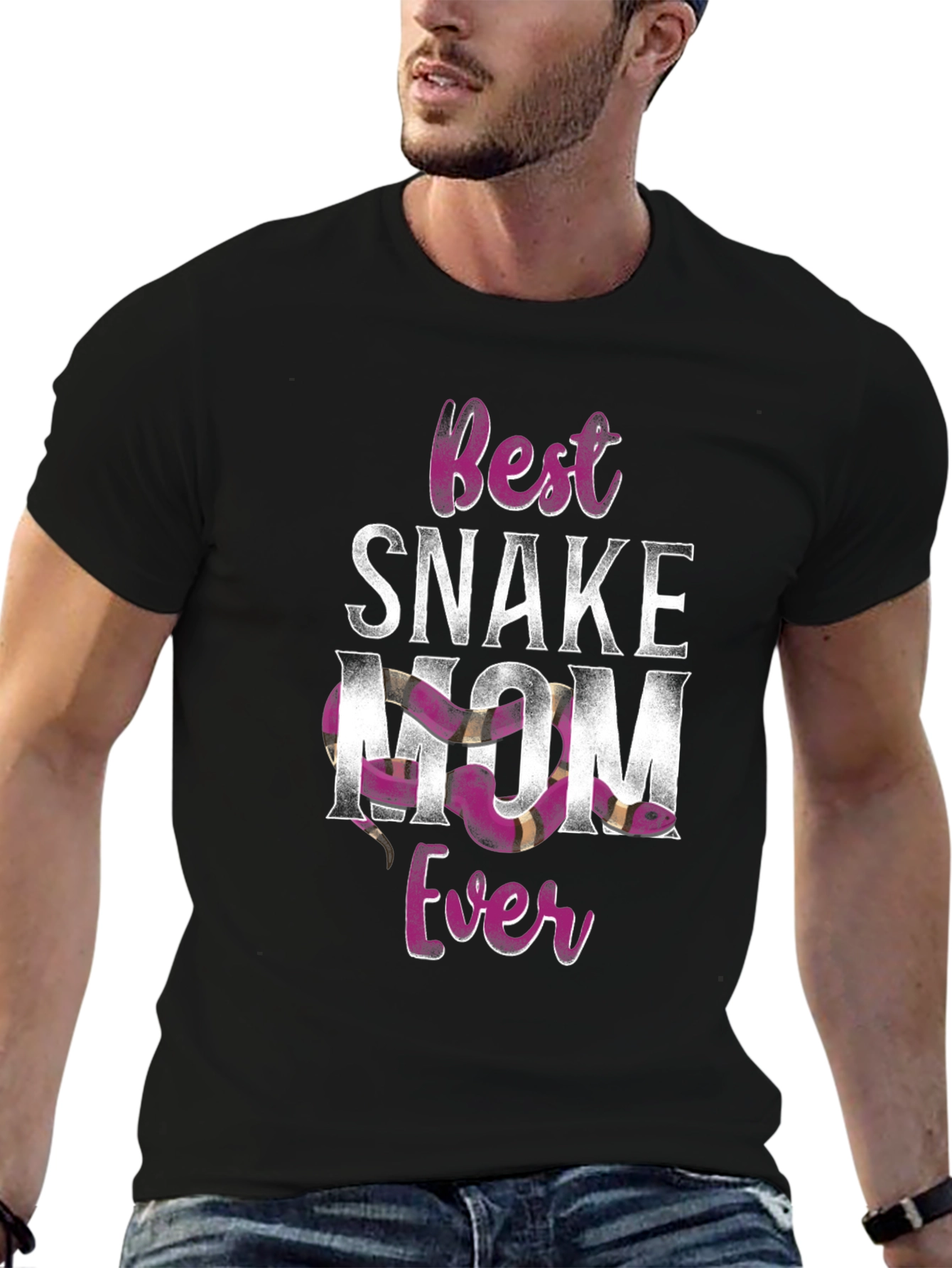 Black Best Snake Mom Ever T-Shirt view 6
