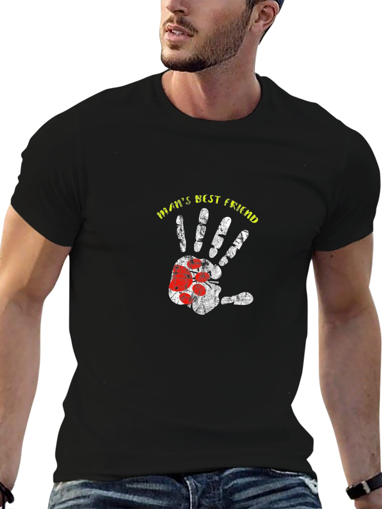 Black Man's Best Friend Paw Print T-Shirt view 6