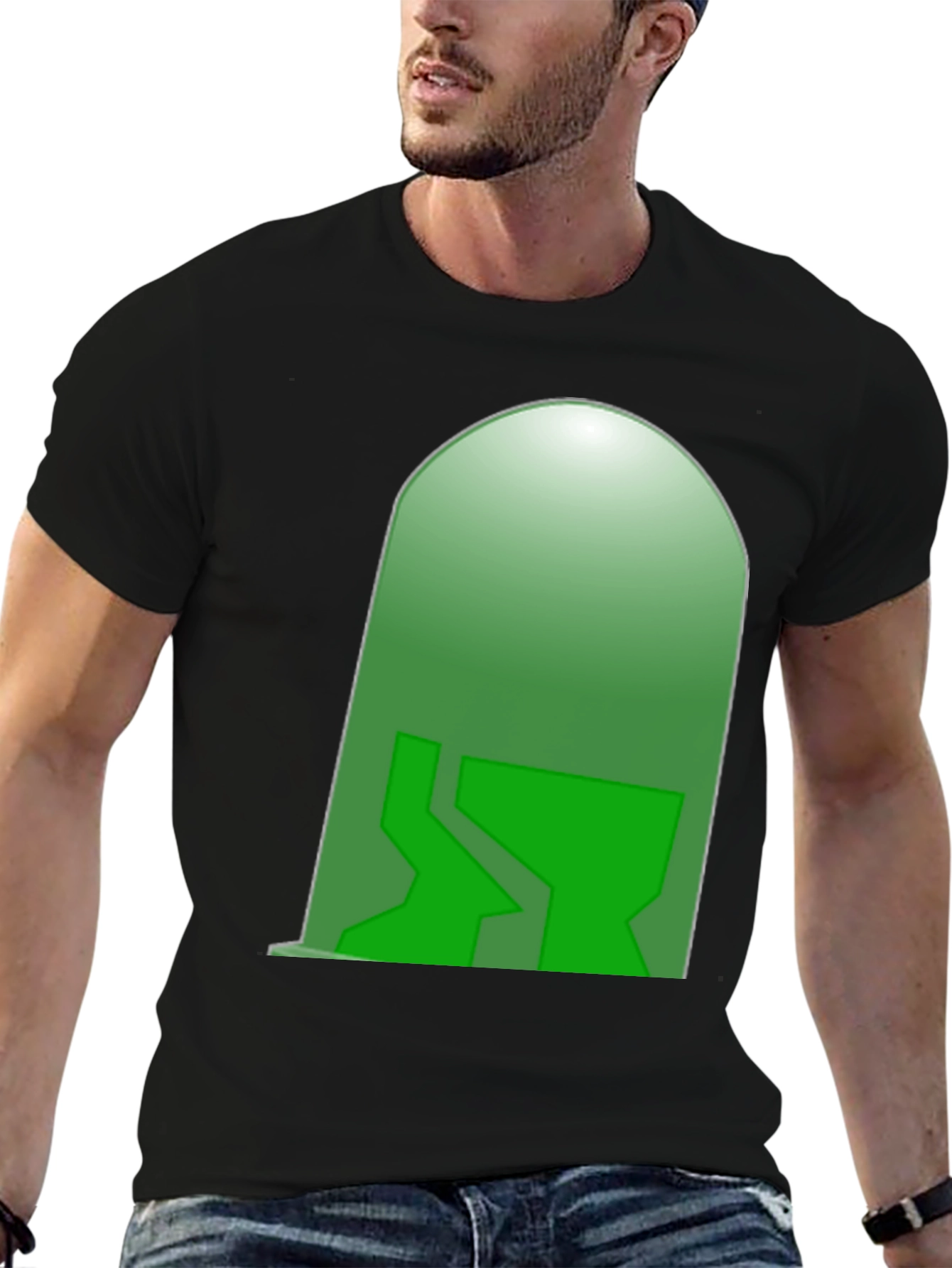 Black Green Tombstone T-Shirt - Unique Graphic Tee view 6