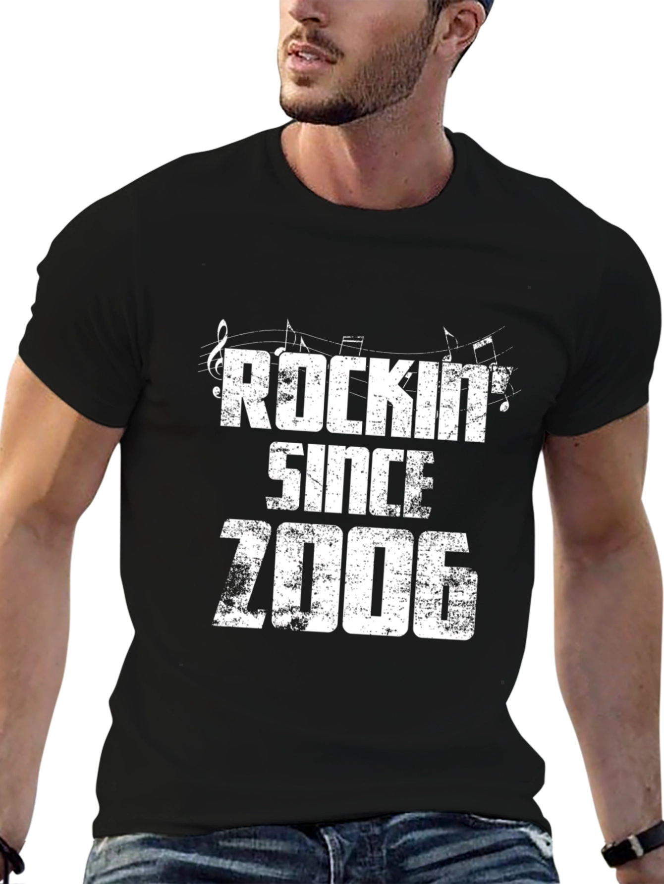 Black Rockin' Since 2006 Graphic Tee - Music Lover Birthday Gift view 6