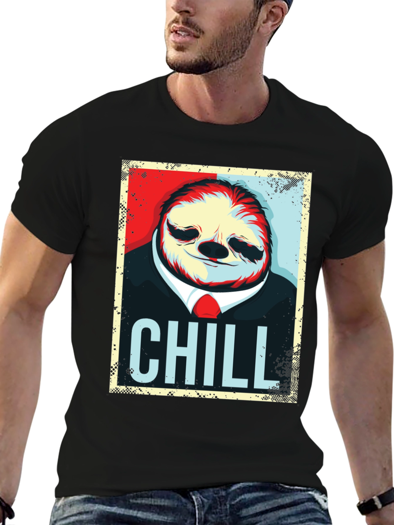 Black Chill Sloth Graphic T-Shirt - Relaxed Style view 6