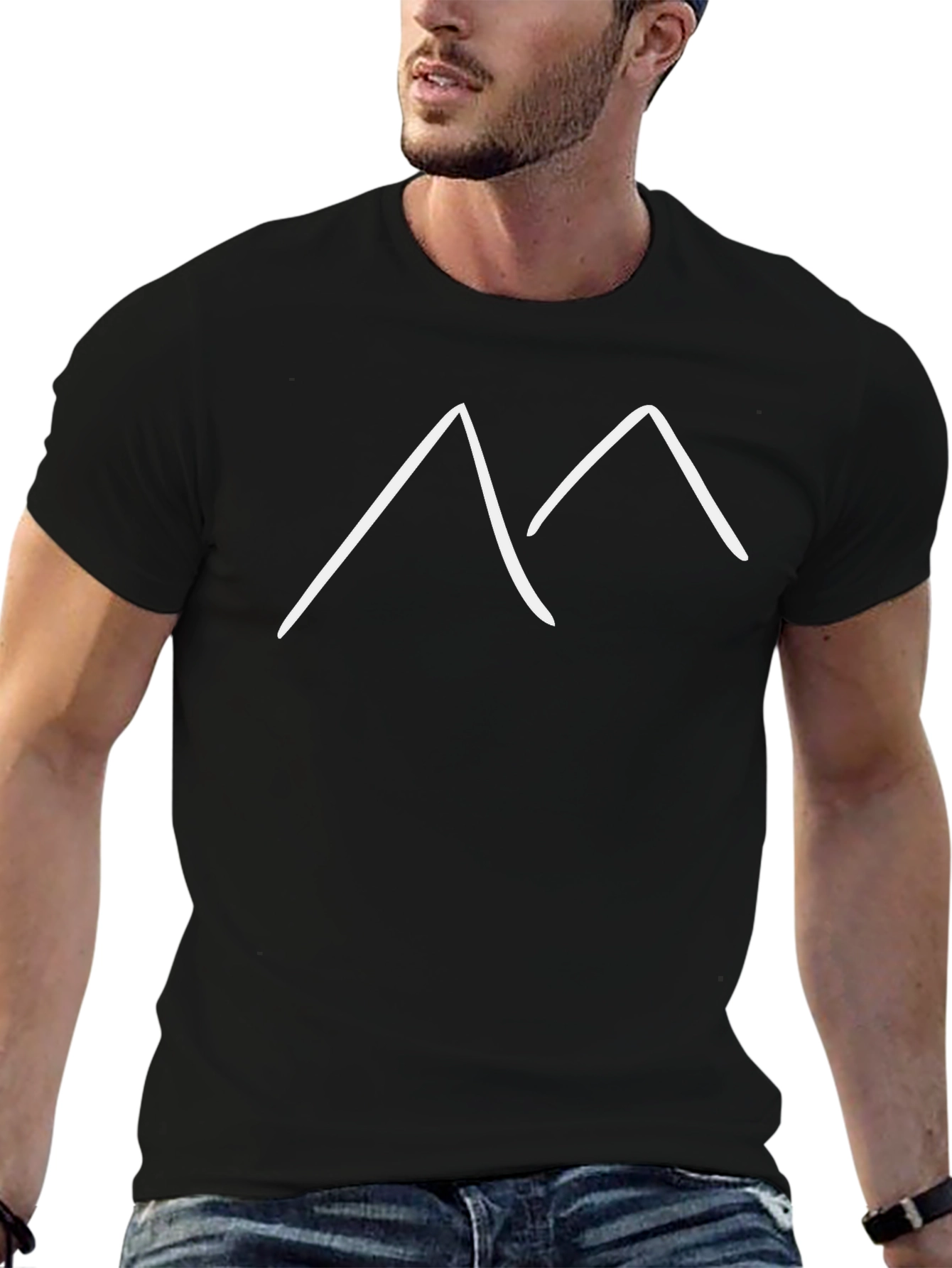 Black Minimalist Mountain Graphic Tee - Black view 6