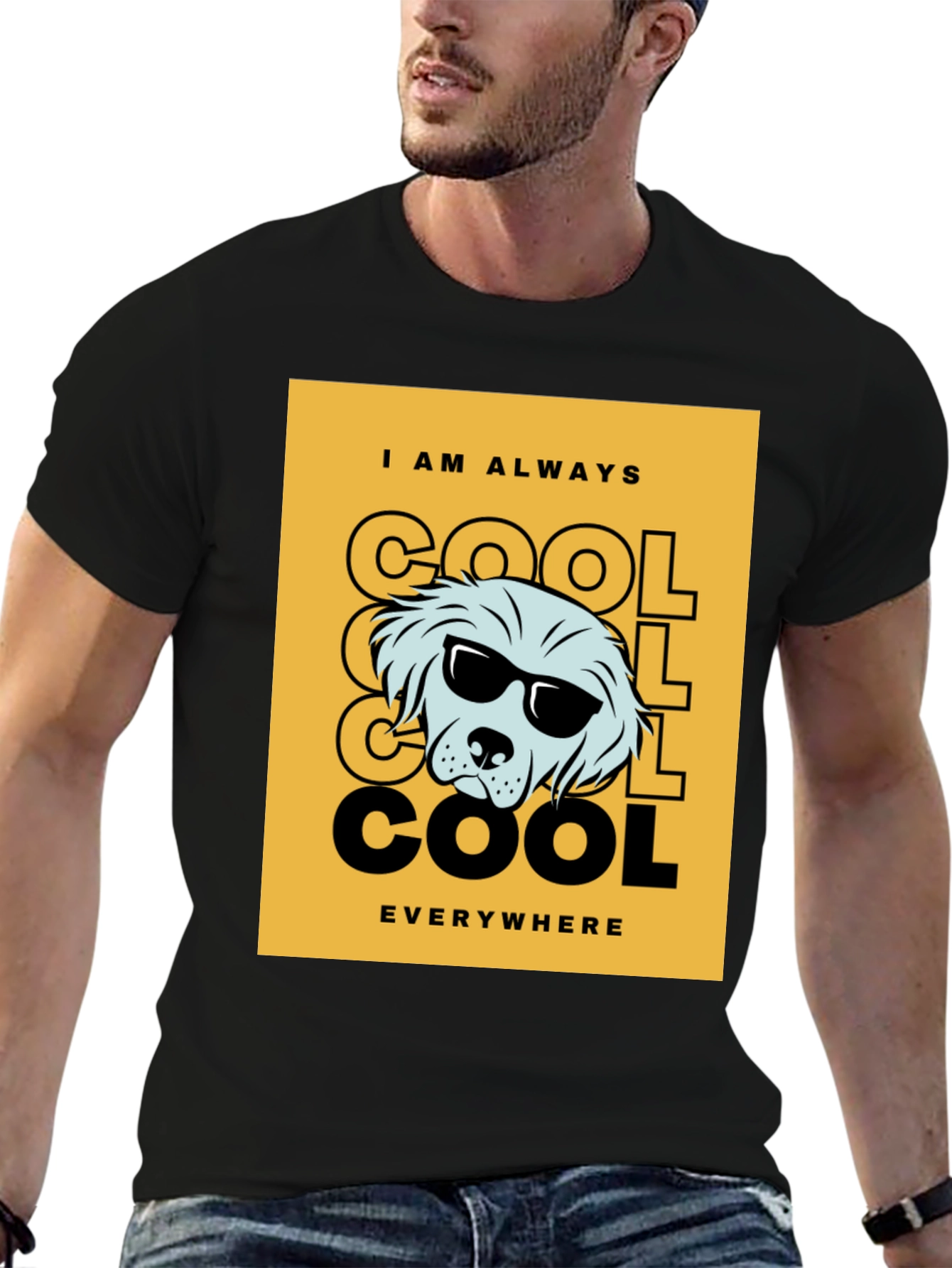Black Cool Dog Graphic Tee - Trendy Black T-Shirt view 6