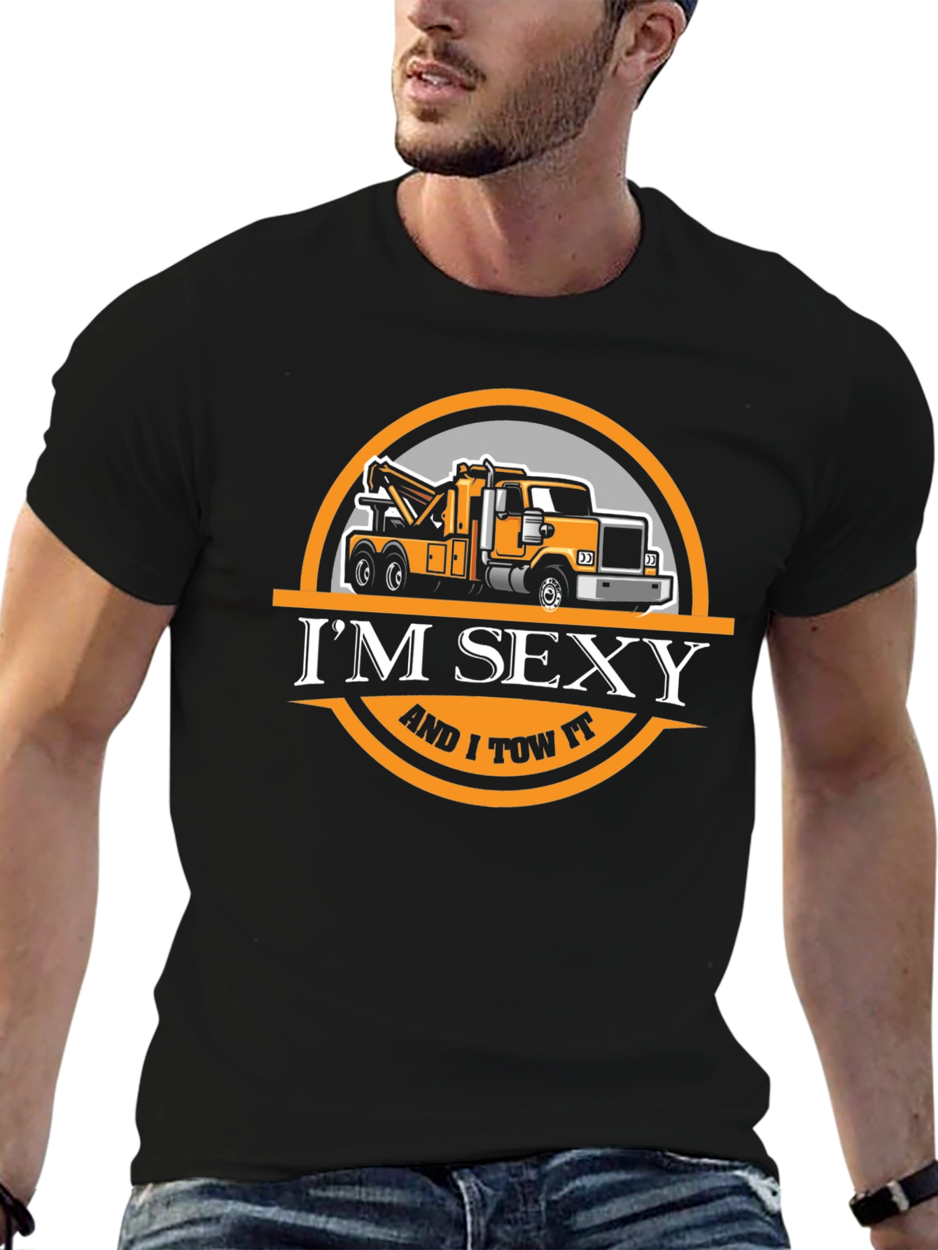 Black I'm Sexy and I Tow It T-Shirt, Funny Tow Truck Tee view 6