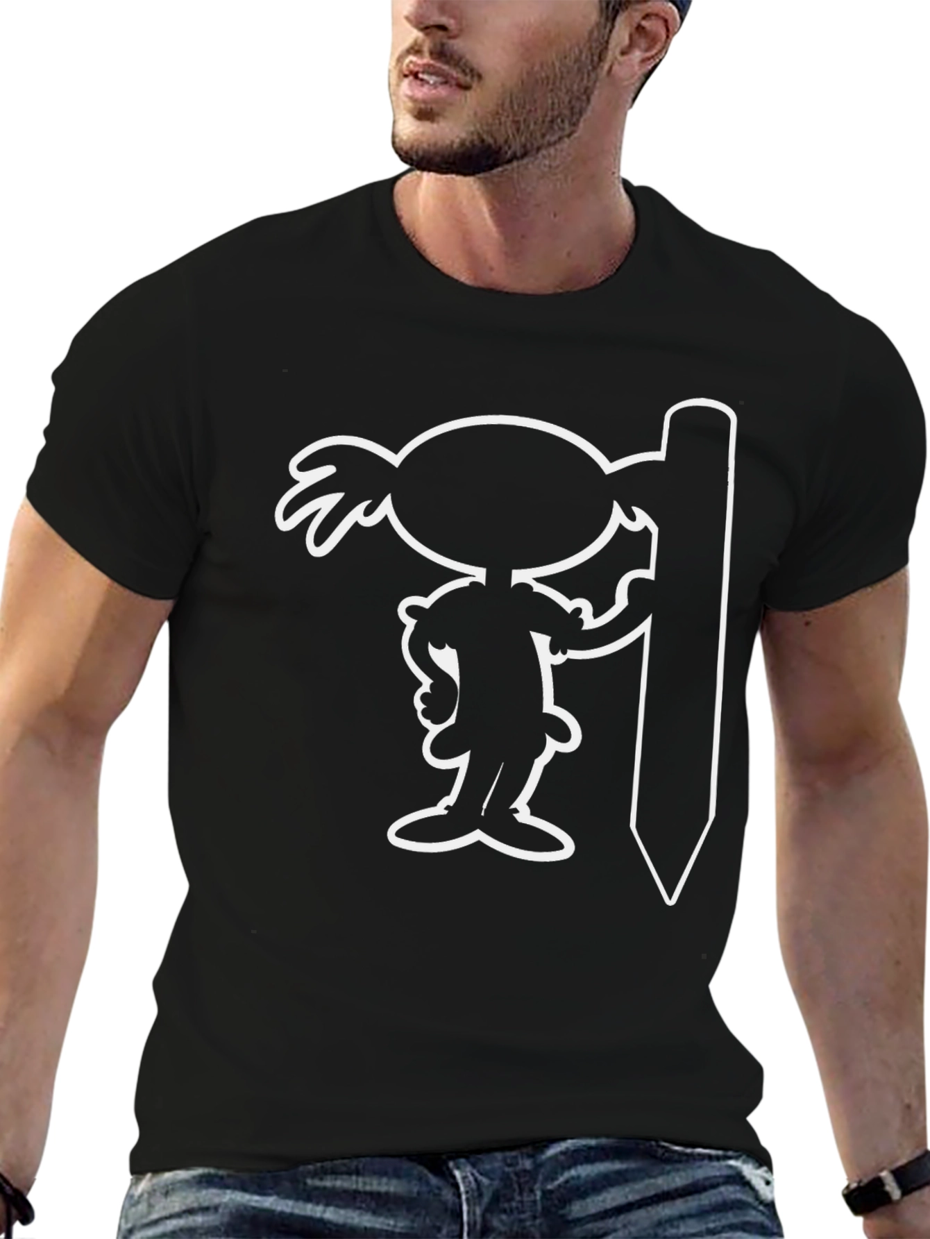 Black Cartoon Graphic Tee - Black Cotton Blend Unisex Shirt view 6