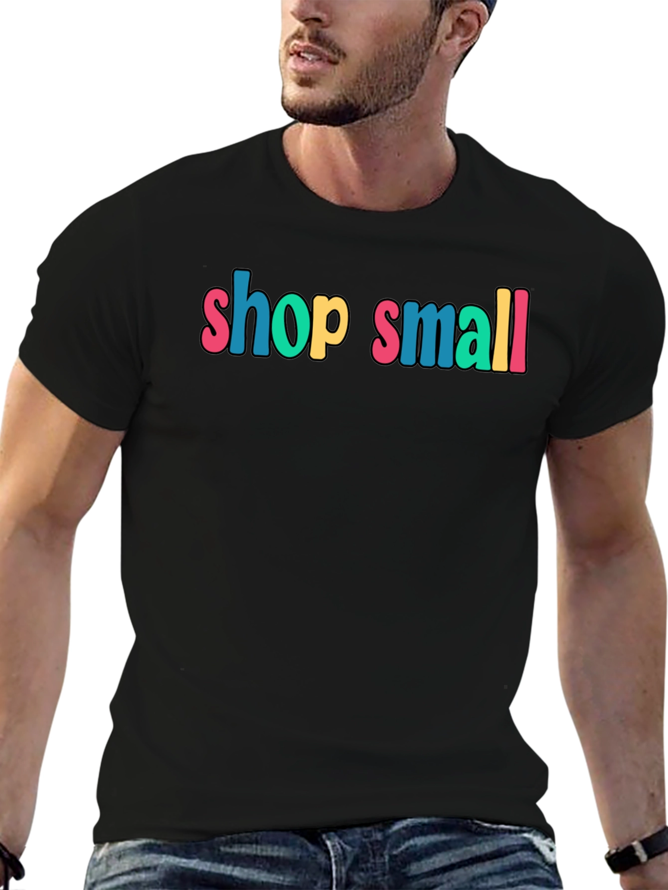 Black Shop Small Black Cotton Graphic Tee view 6