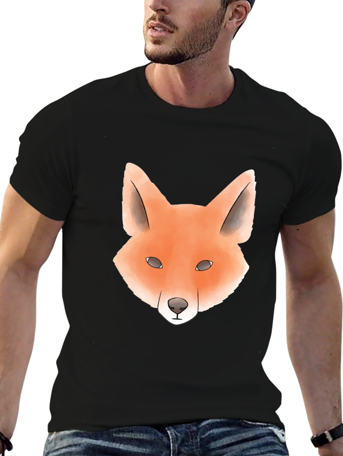 Black Cool Fox Graphic Tee - Trendy Unisex T-Shirt view 6