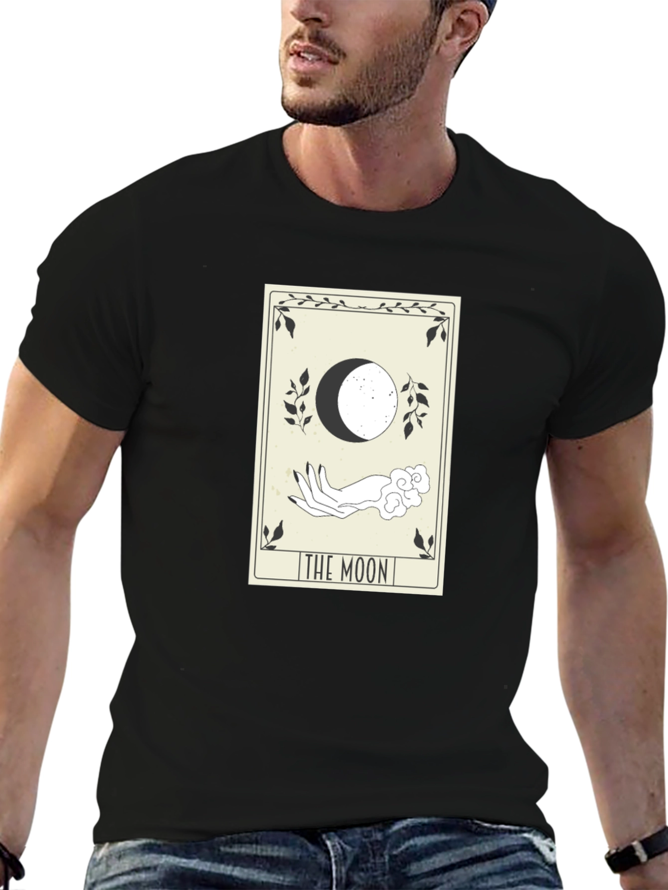 Black Tarot Card "The Moon" Graphic T-Shirt view 6