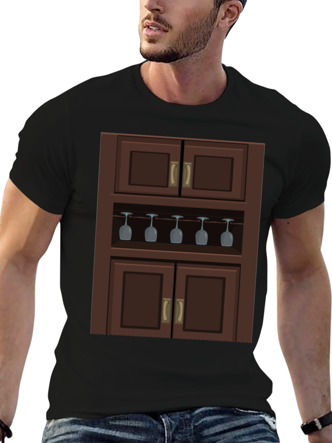 Black Novelty Bar Cabinet Graphic T-Shirt view 6