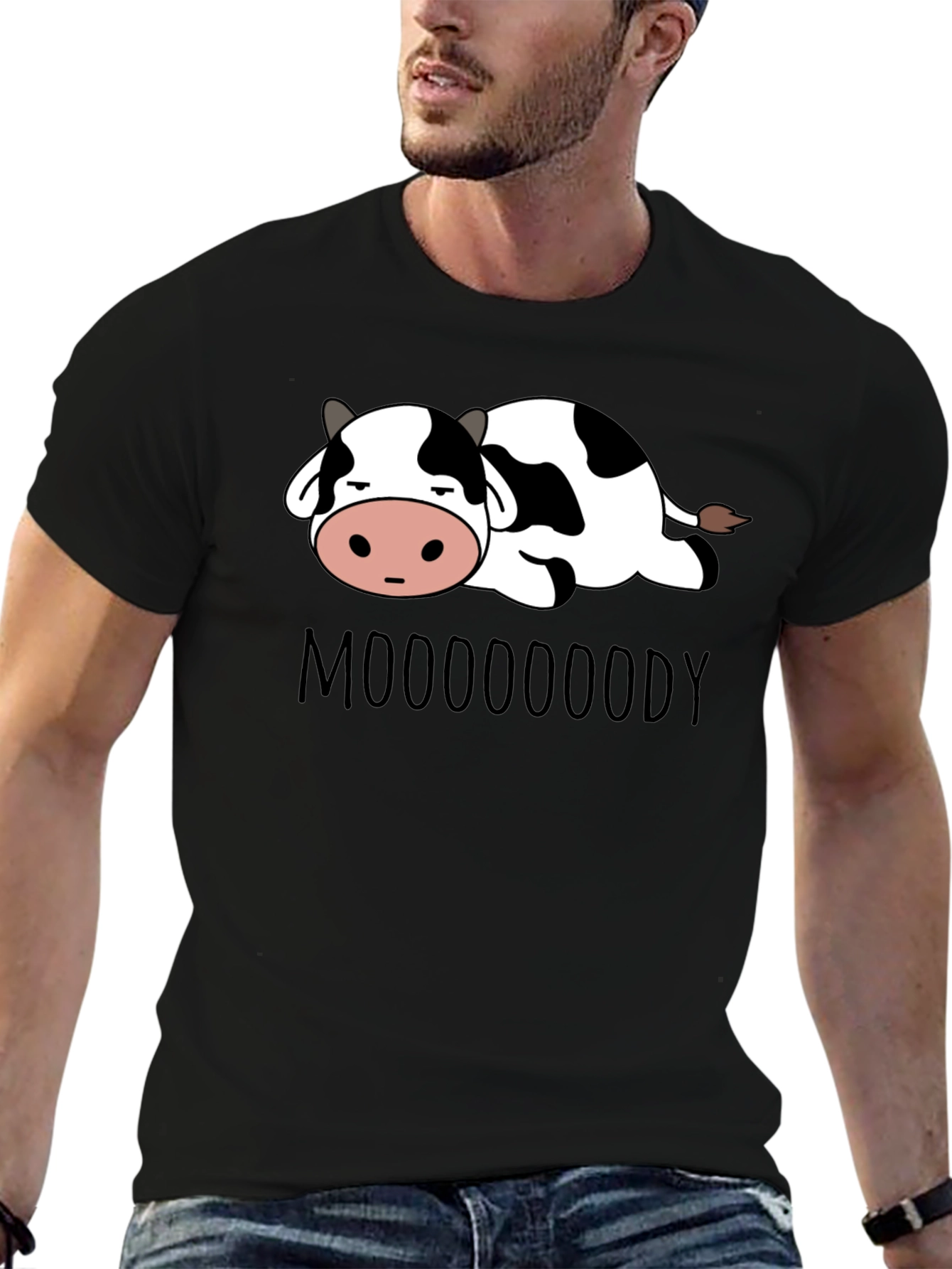 Black Mooooody Cow Graphic Tee - Soft Cotton Blend view 6