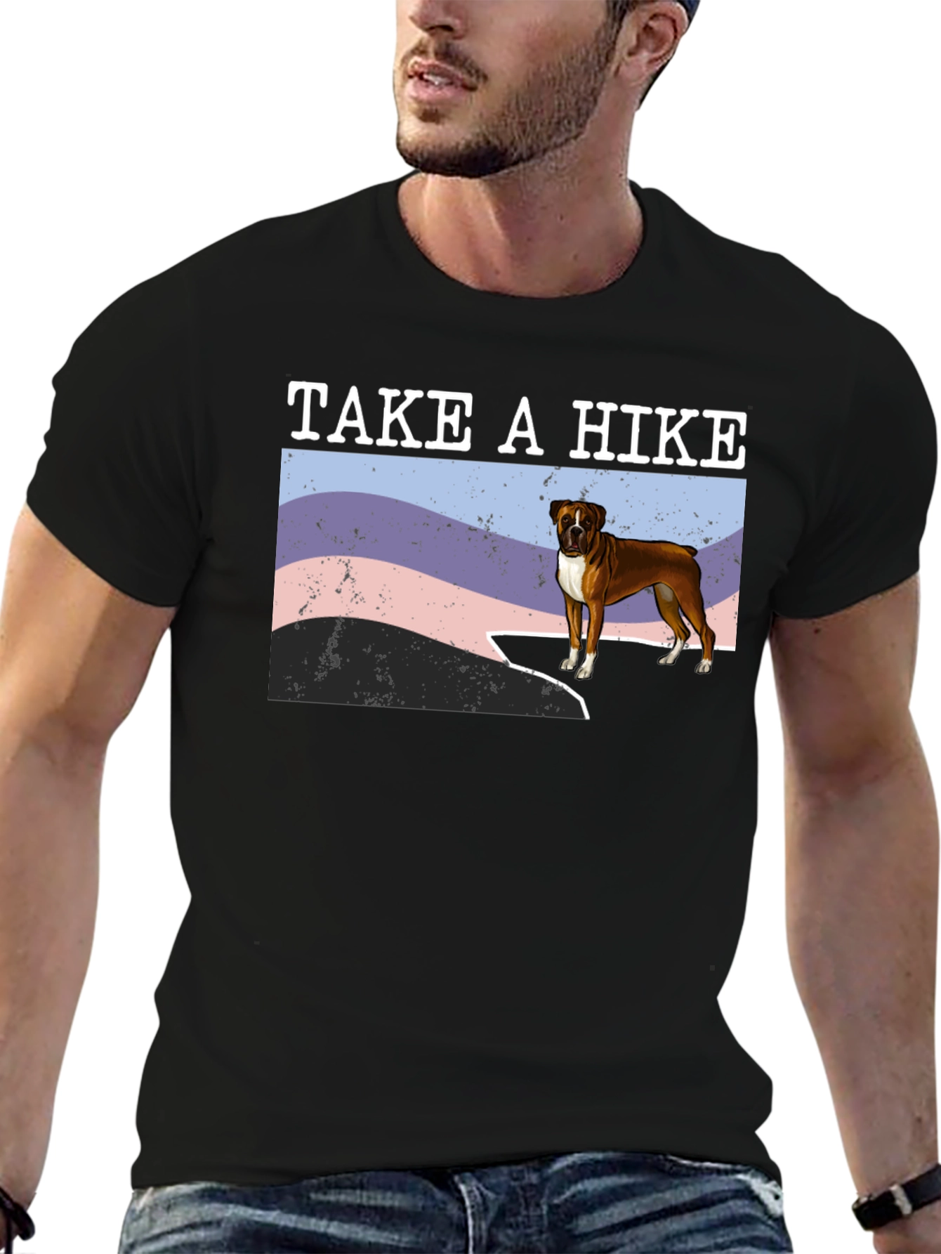 Black Take A Hike Boxer Dog T-Shirt view 6