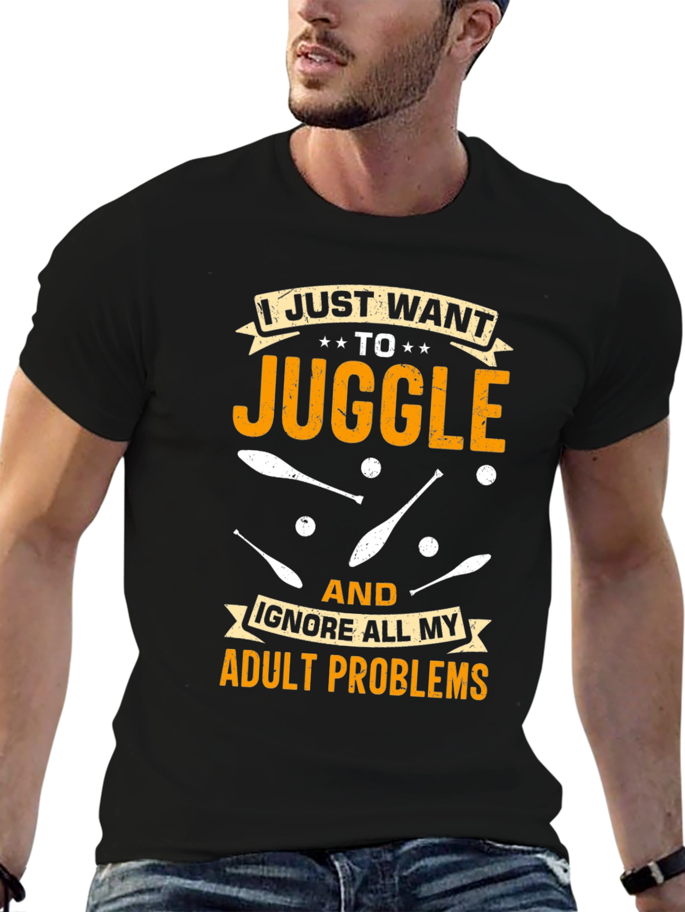 Black Juggling Adult Problems T-Shirt: Fun & Comfortable view 6