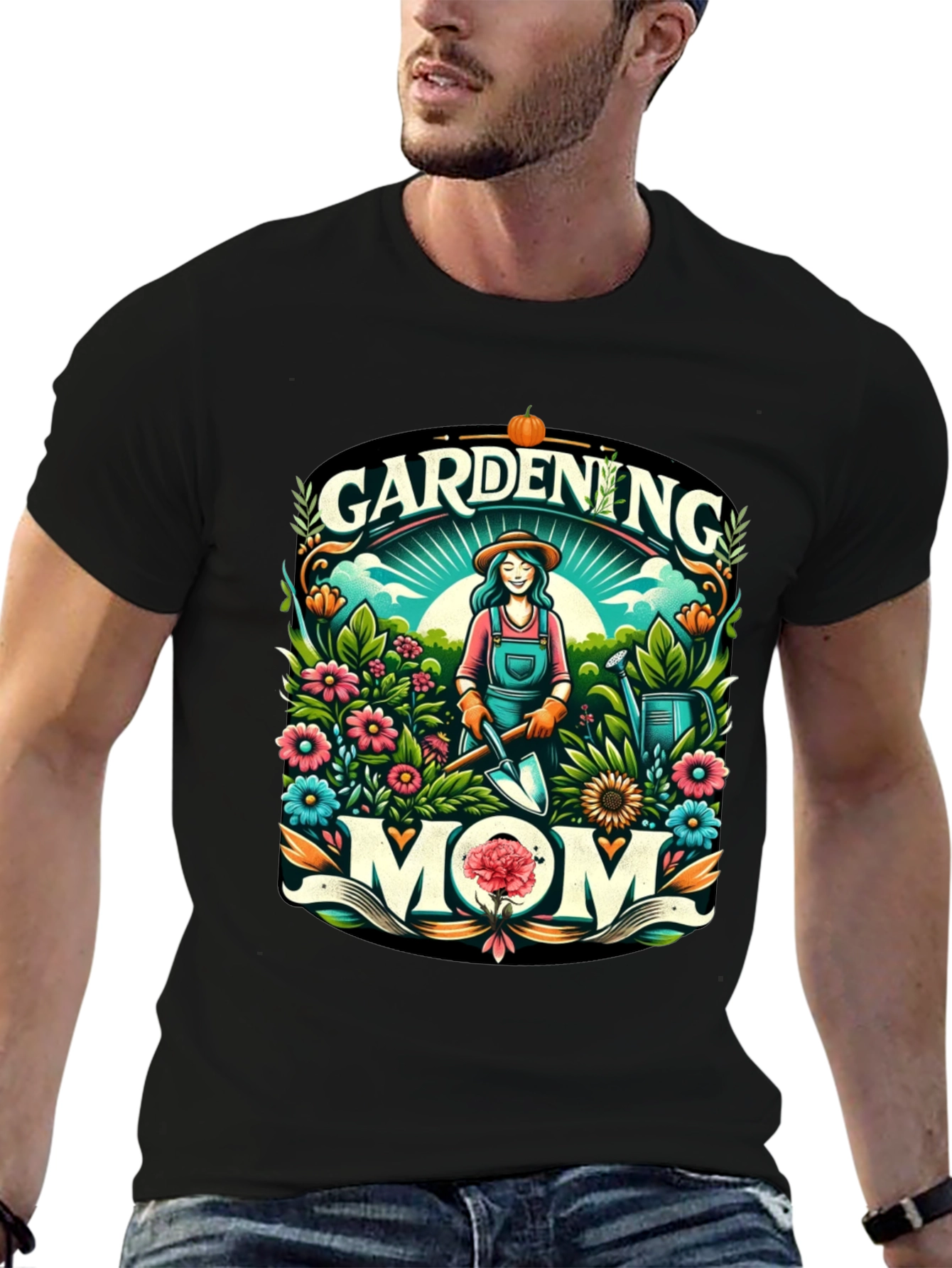 Gardening Mom Graphic Tee - Black Cotton Blend - 6