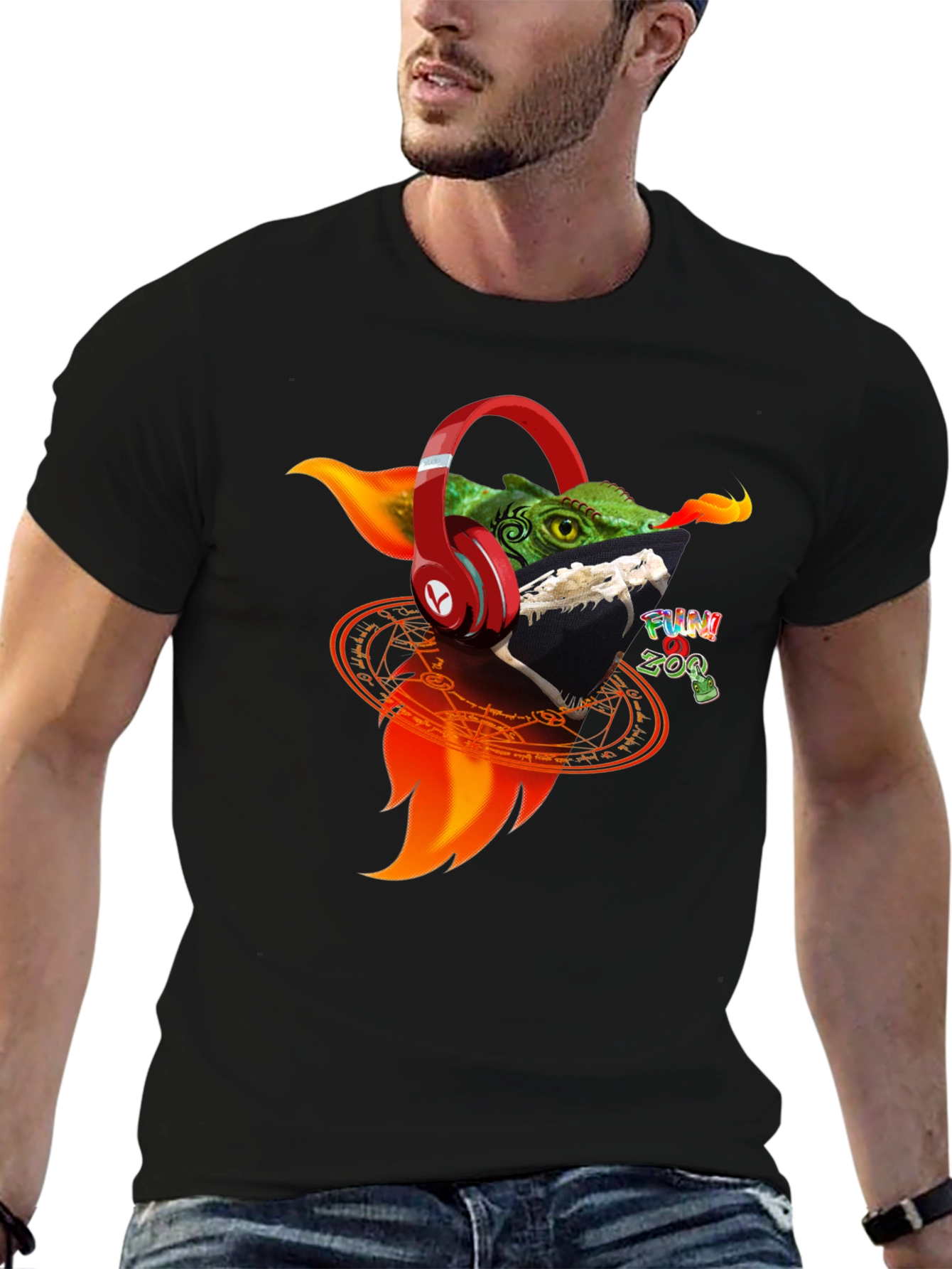 Black Fun Zoo Dragon Graphic Tee - Black view 6