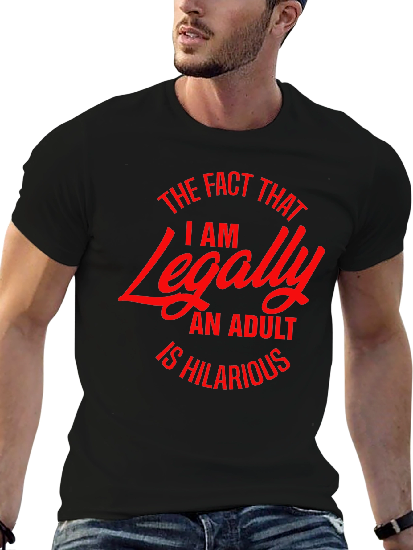 Black Legally Adult Funny T-Shirt view 6