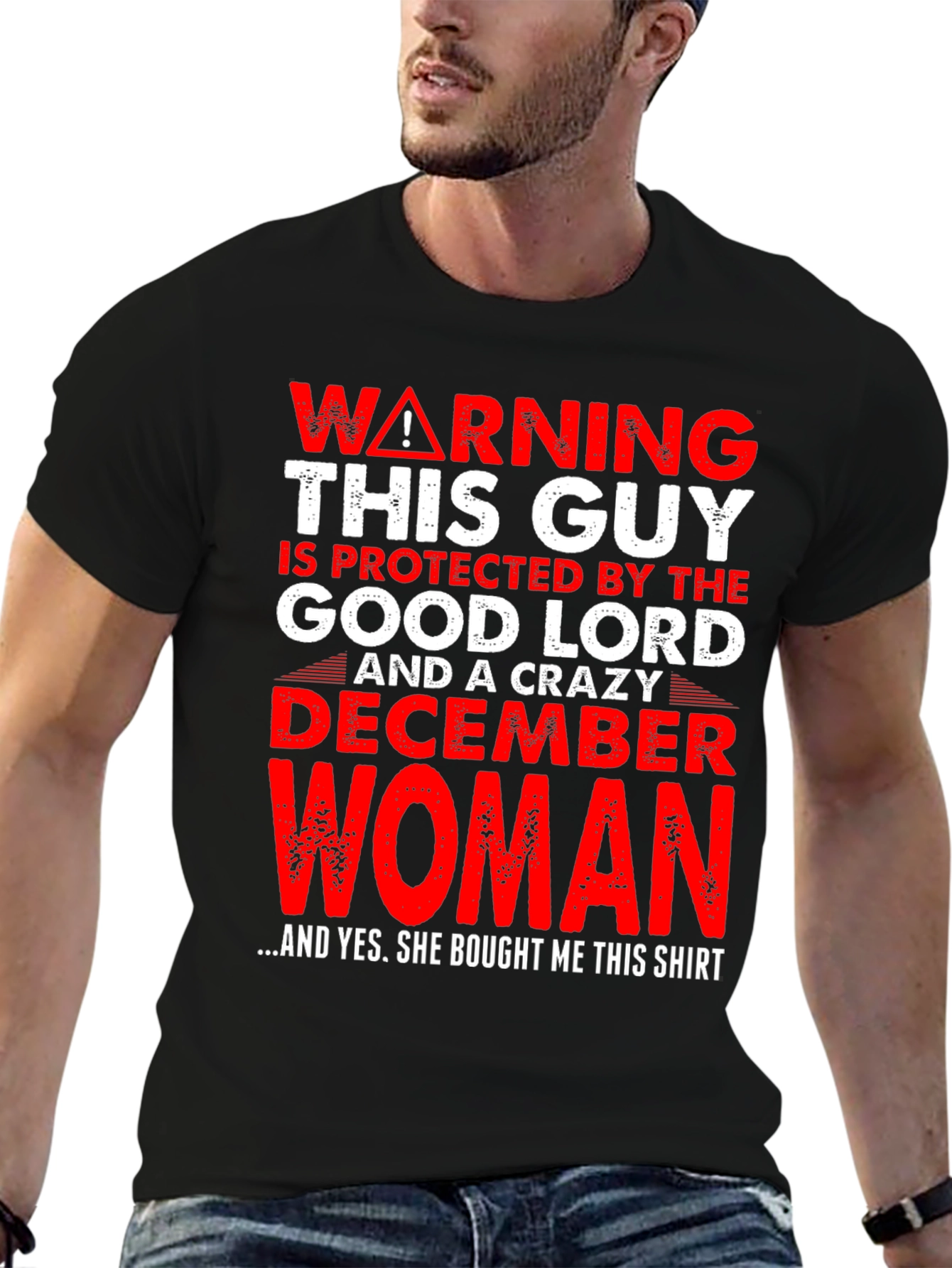 Black Warning Good Lord December Woman Protected T-Shirt view 6