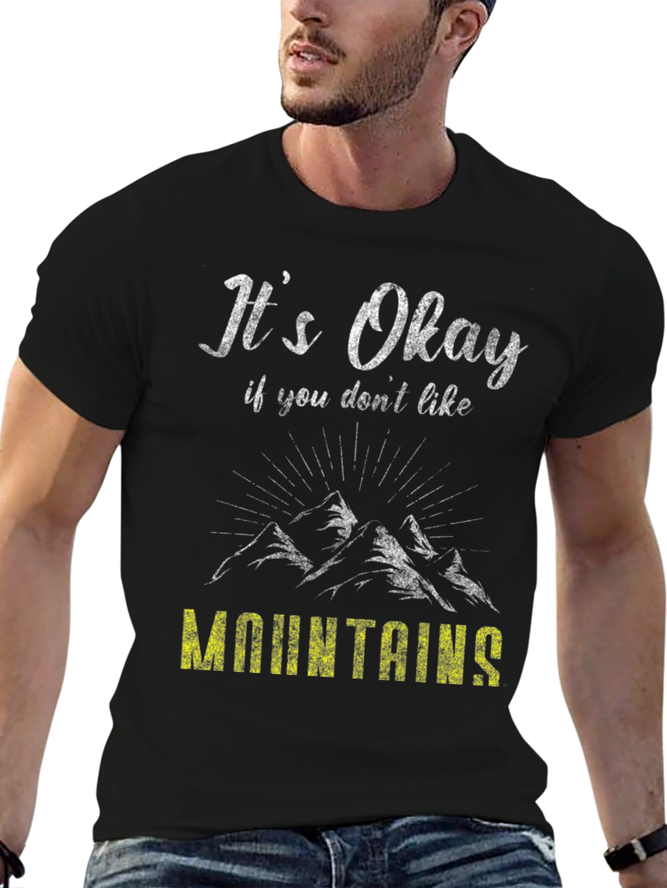 Black It's Okay Mountains Graphic Tee view 6
