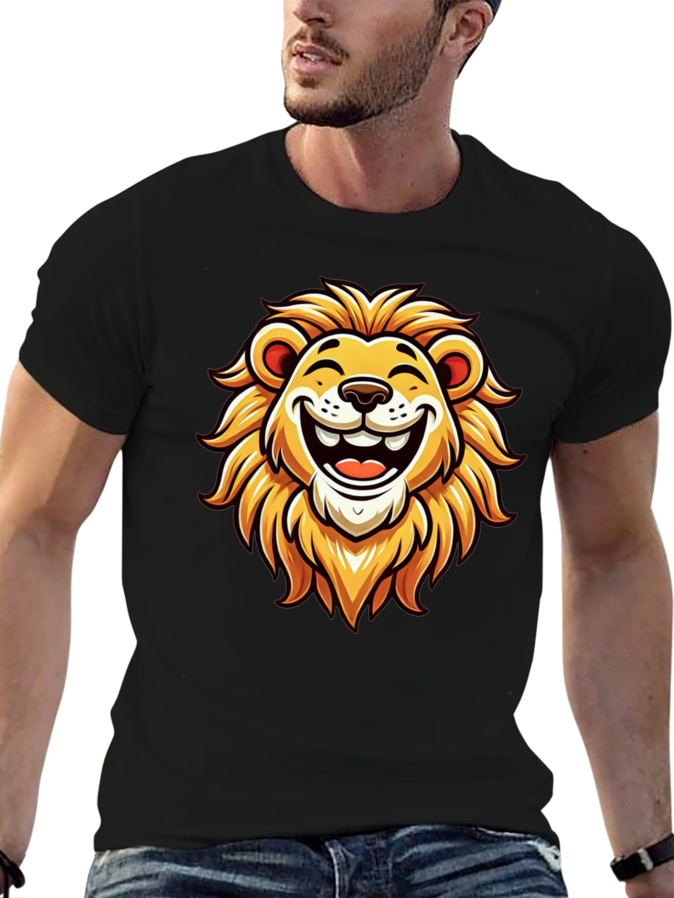 Black Lion Graphic Tee - Black Cotton T-Shirt view 6