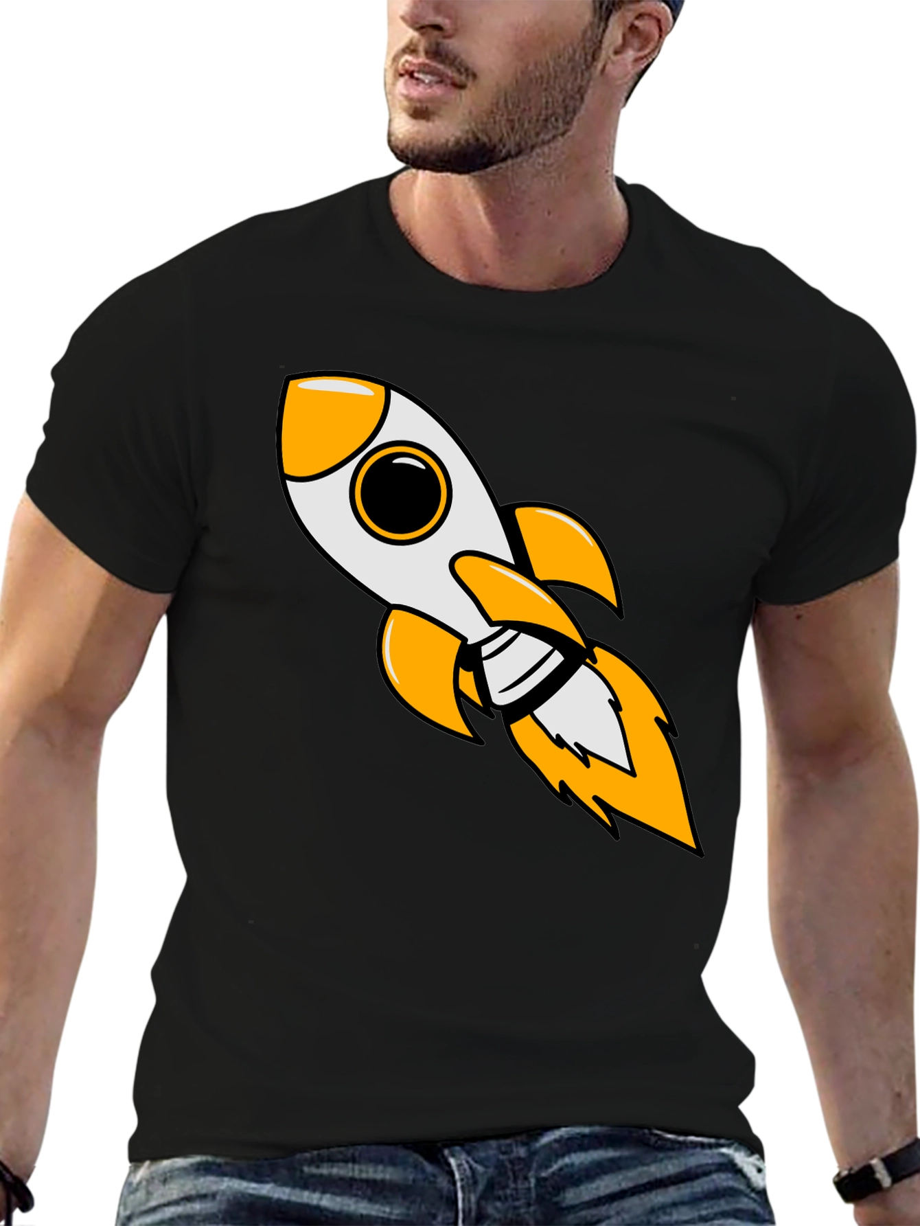 Black Rocket Blast Men's Black Graphic Tee view 6