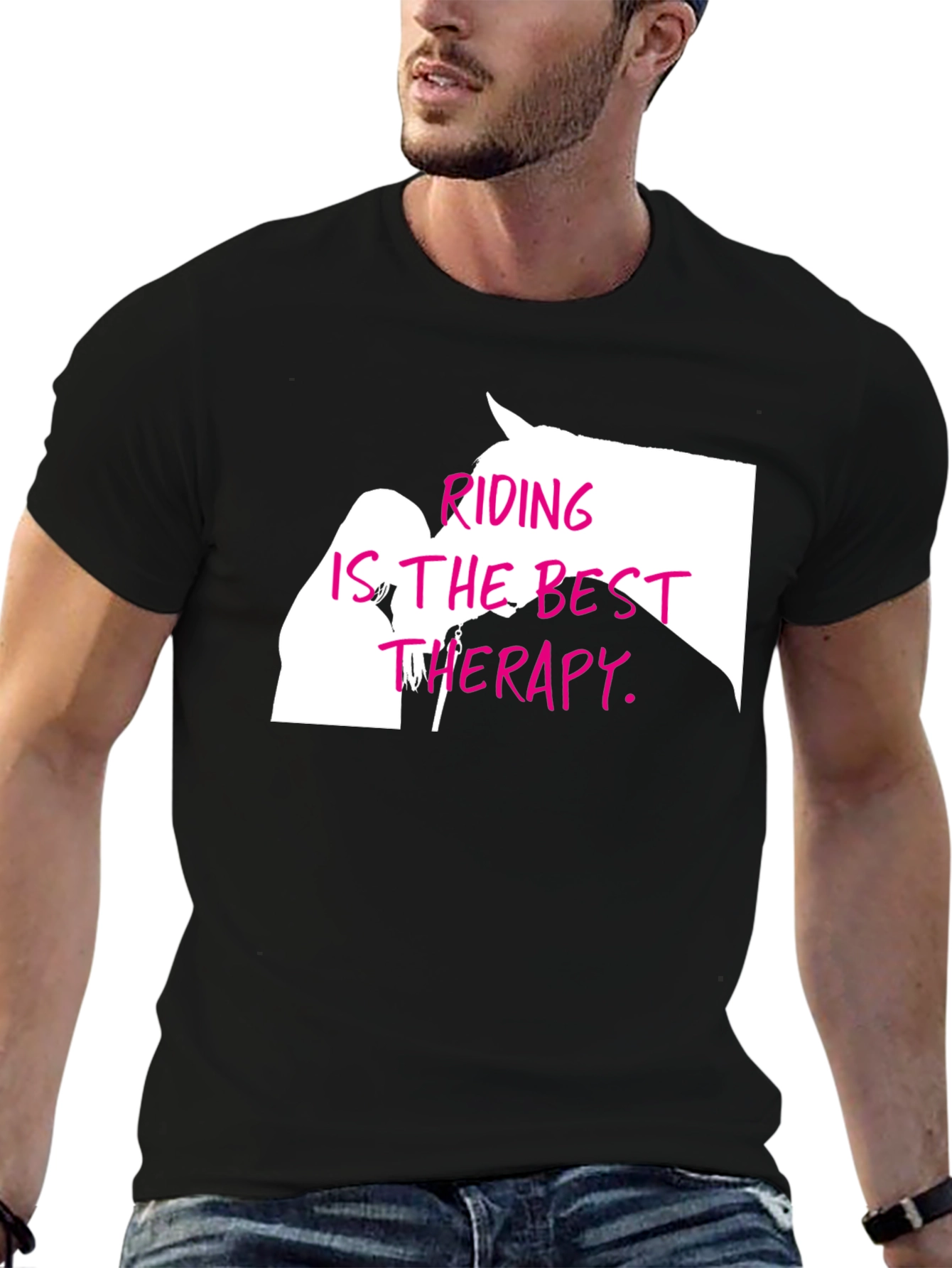Black Riding Is The Best Therapy T-Shirt view 6