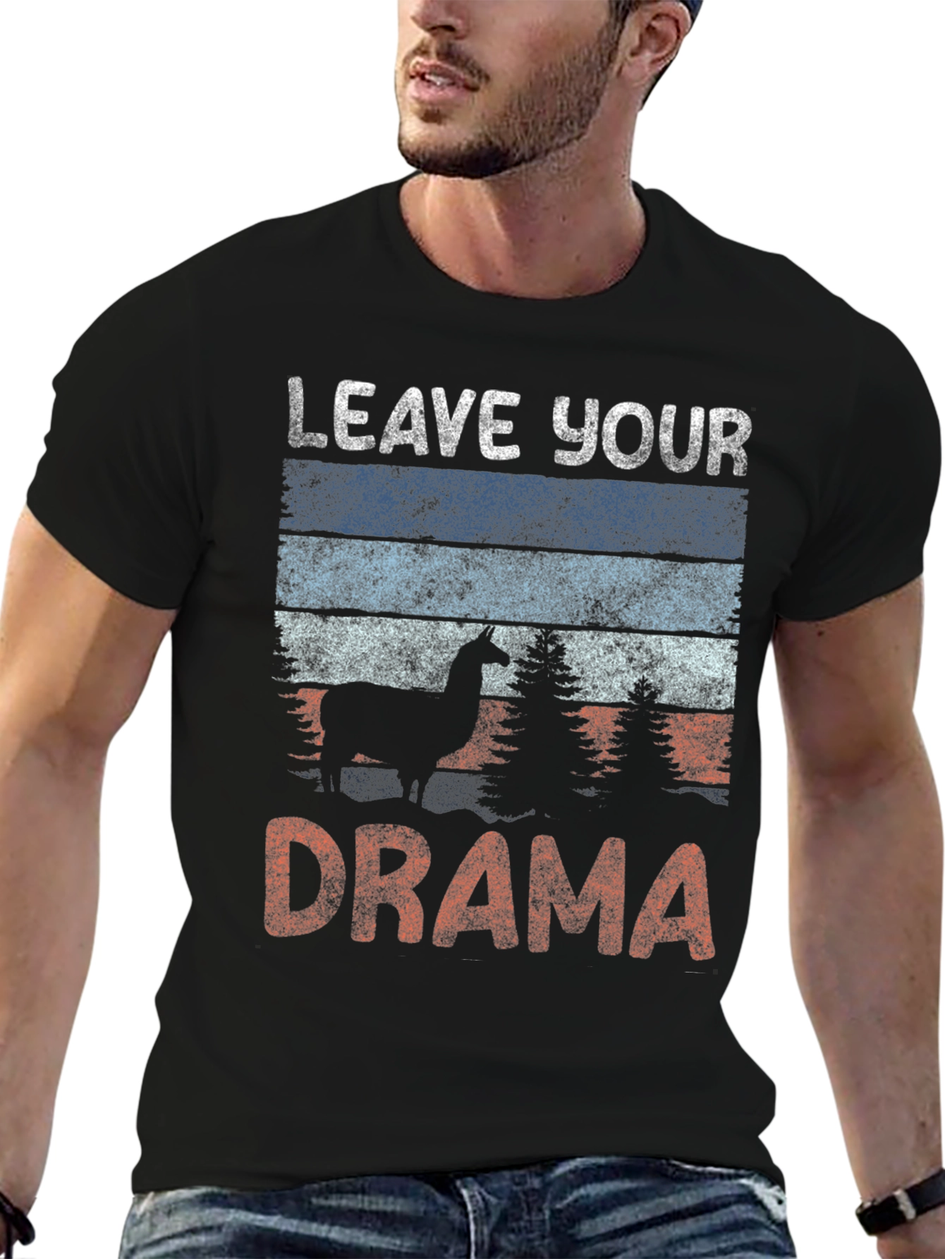 Black Leave Your Drama Llama Graphic Tee view 6