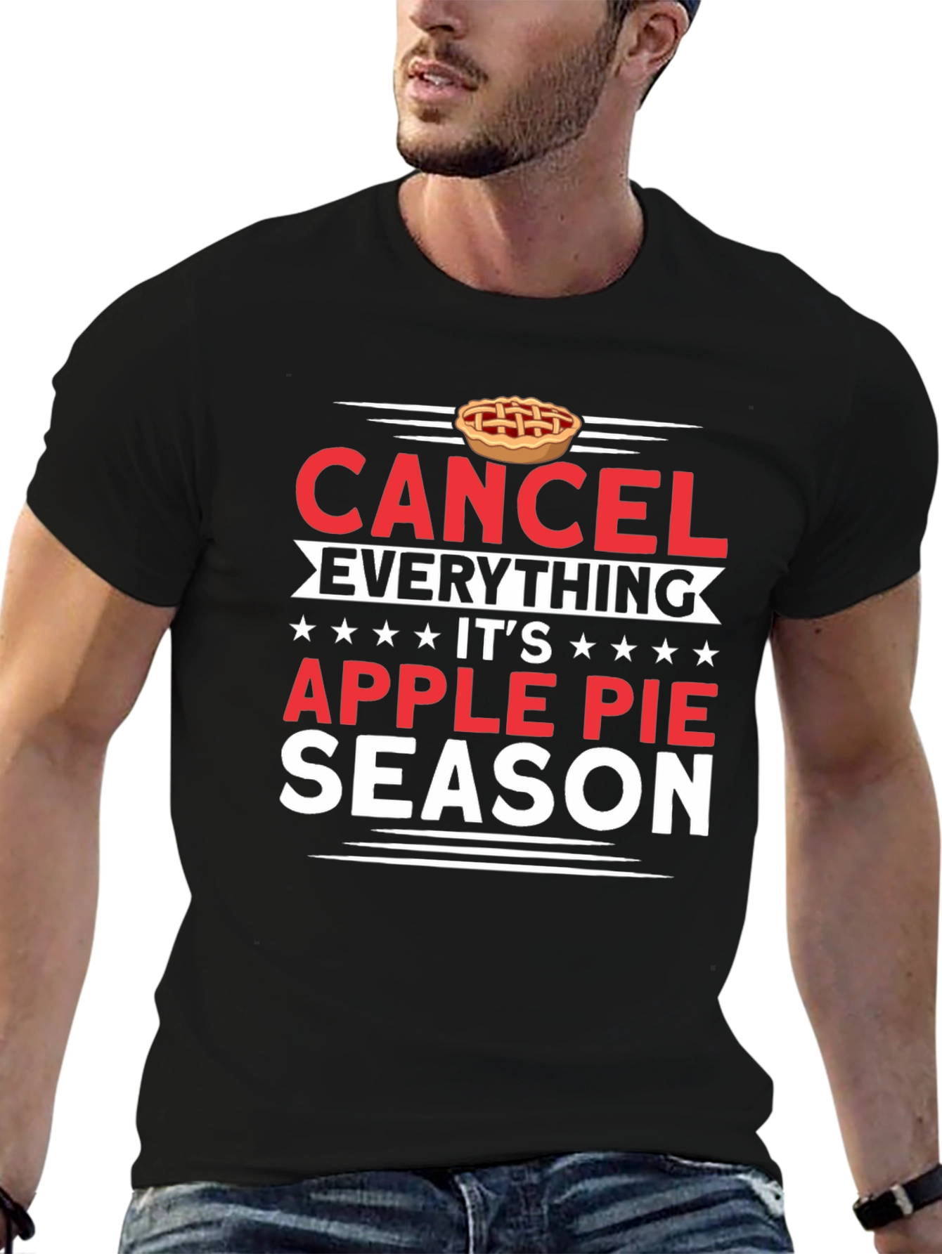 Black Cancel Everything Apple Pie Season T-Shirt view 6