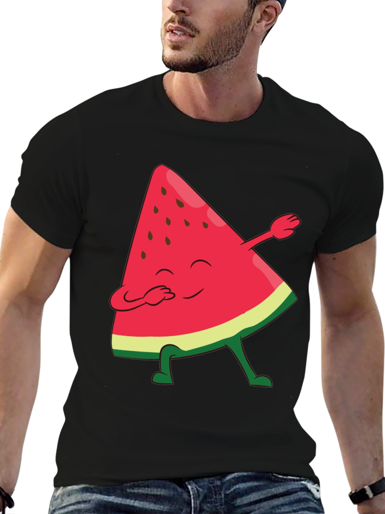 Black Watermelon Dab Funny Graphic Tee view 6