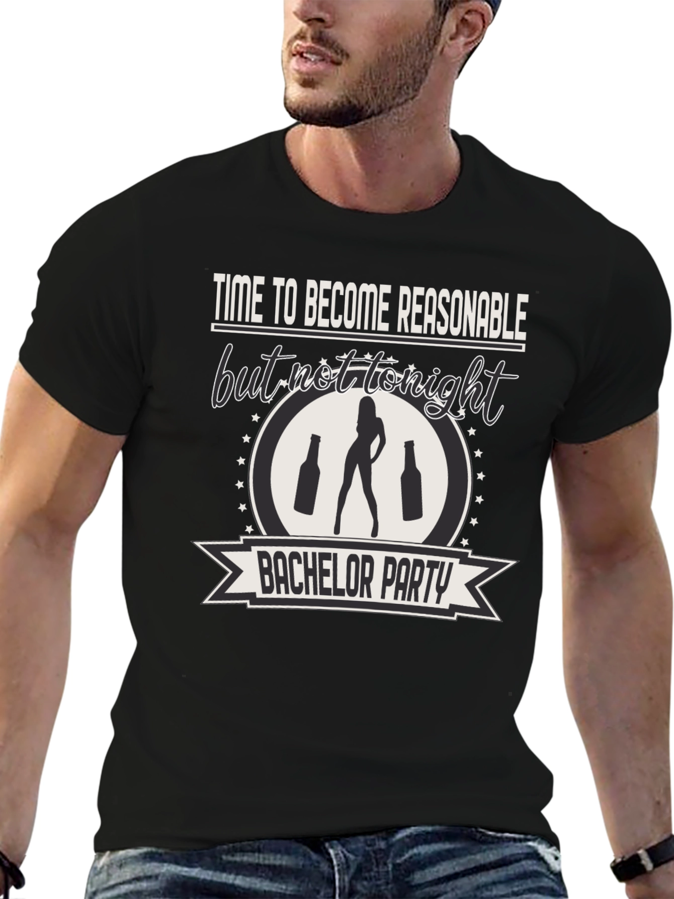 Black Bachelor Party Tee: Time to Become Unreasonable! view 6