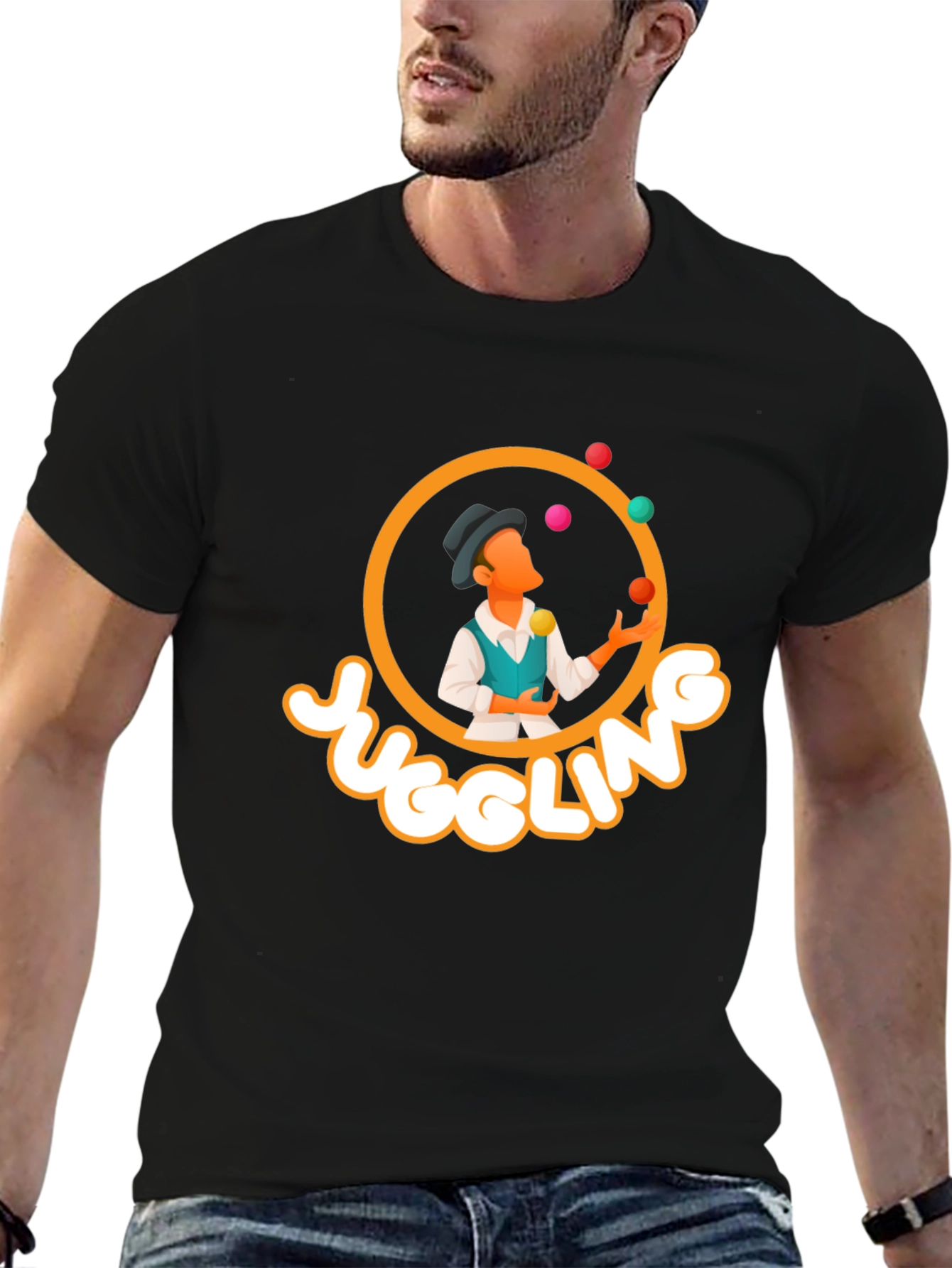 Black Juggling T-Shirt - Black Graphic Tee view 6