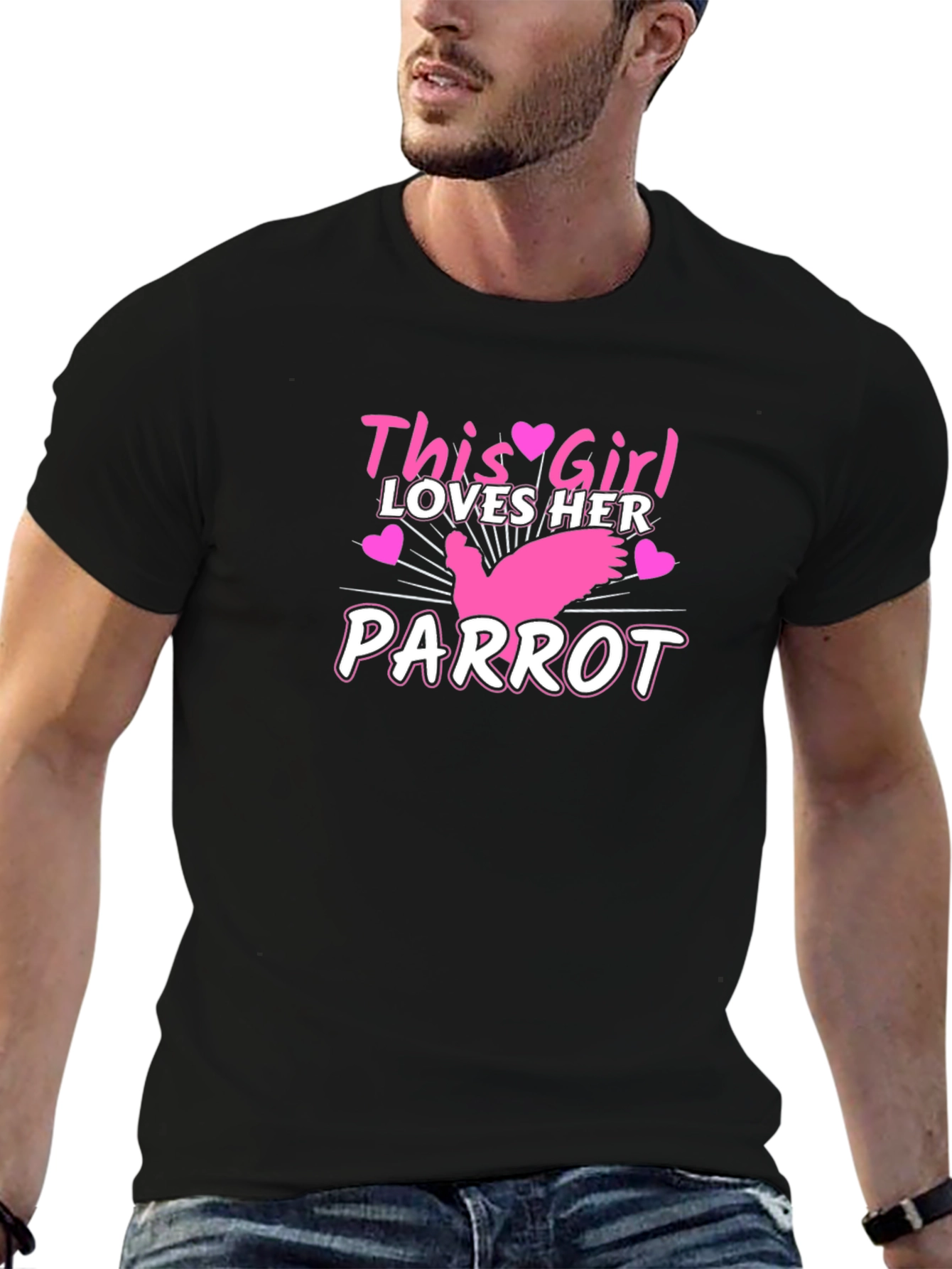 Black This Girl Loves Her Parrot T-Shirt - Black view 6
