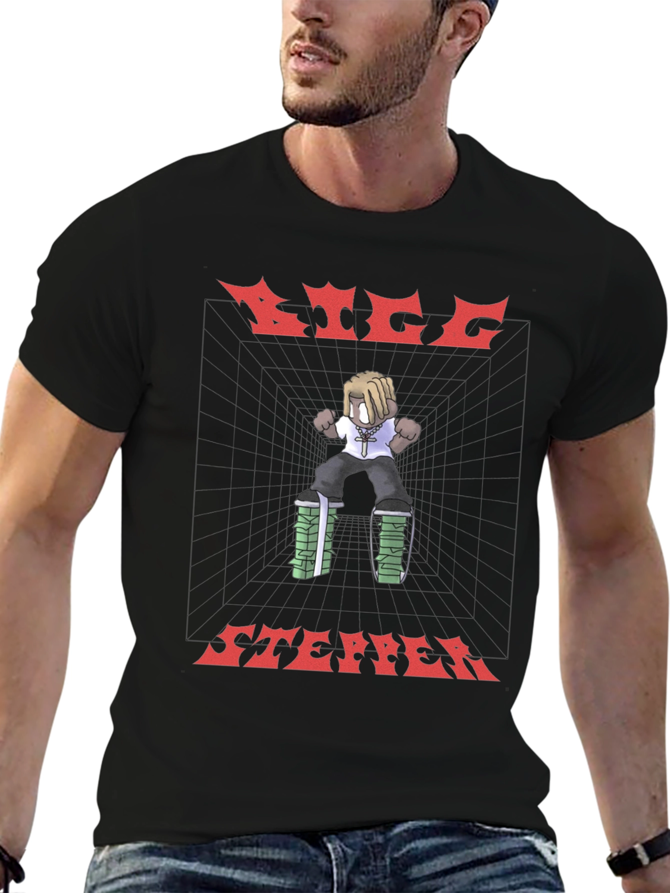 Black Big Stepper Graphic Tee - Black view 6