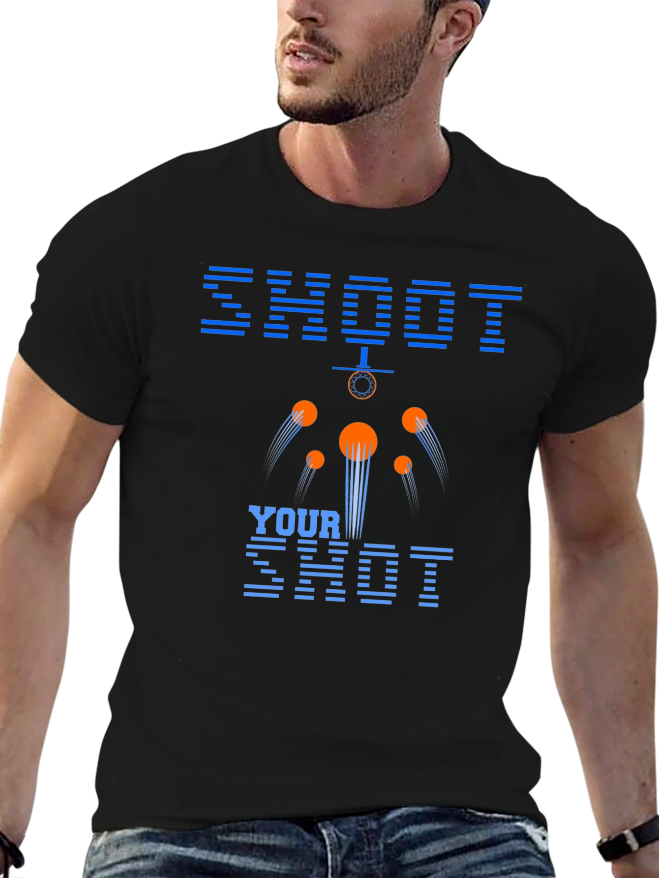 Black Shoot Your Shot Graphic Tee - Cool Casual Shirt view 6
