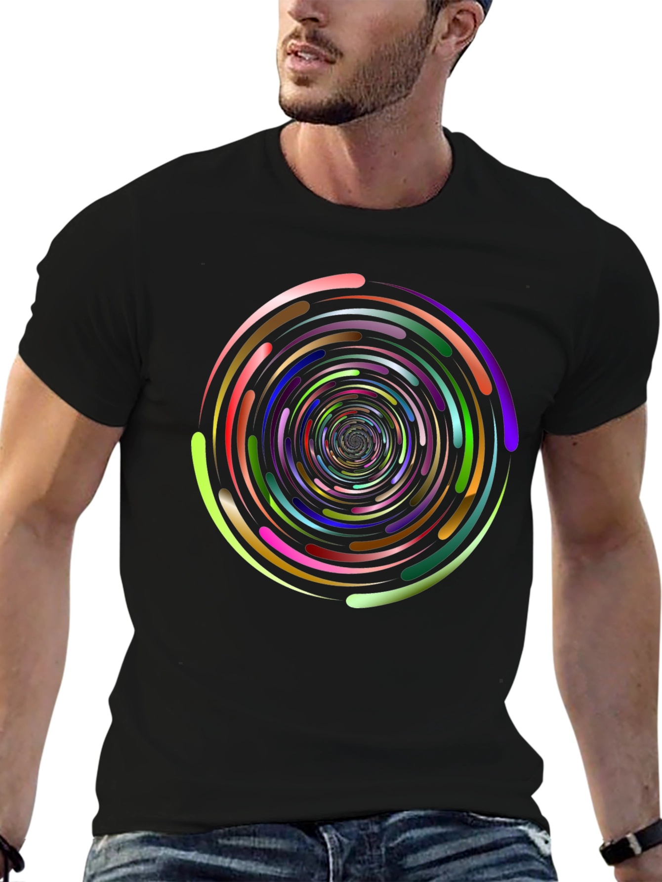Black Vortex Swirl Graphic Tee - Black view 6