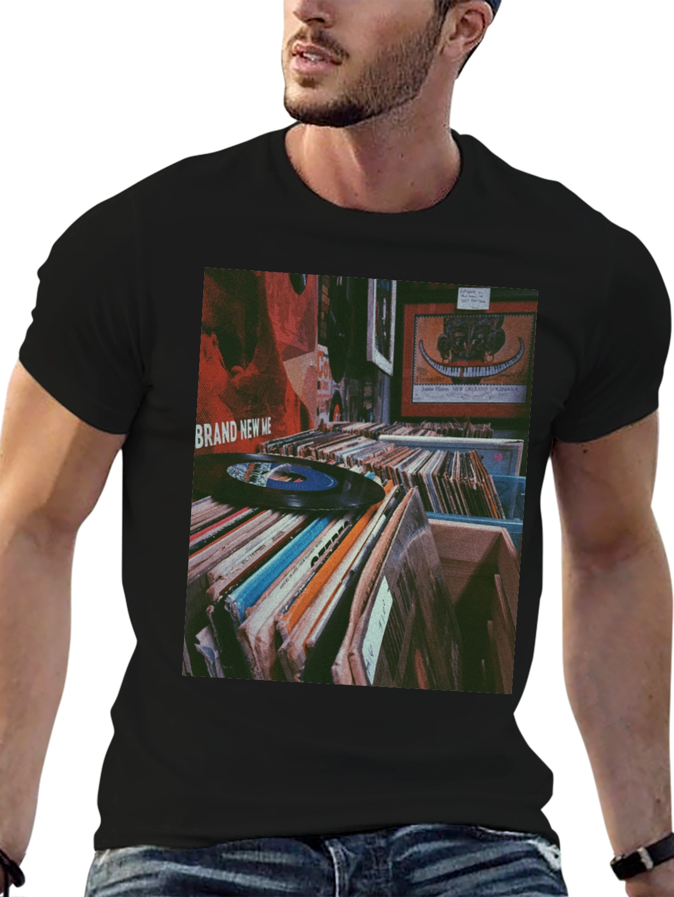 Black Vinyl Record Collection Graphic Tee - Music Lover Shirt view 6