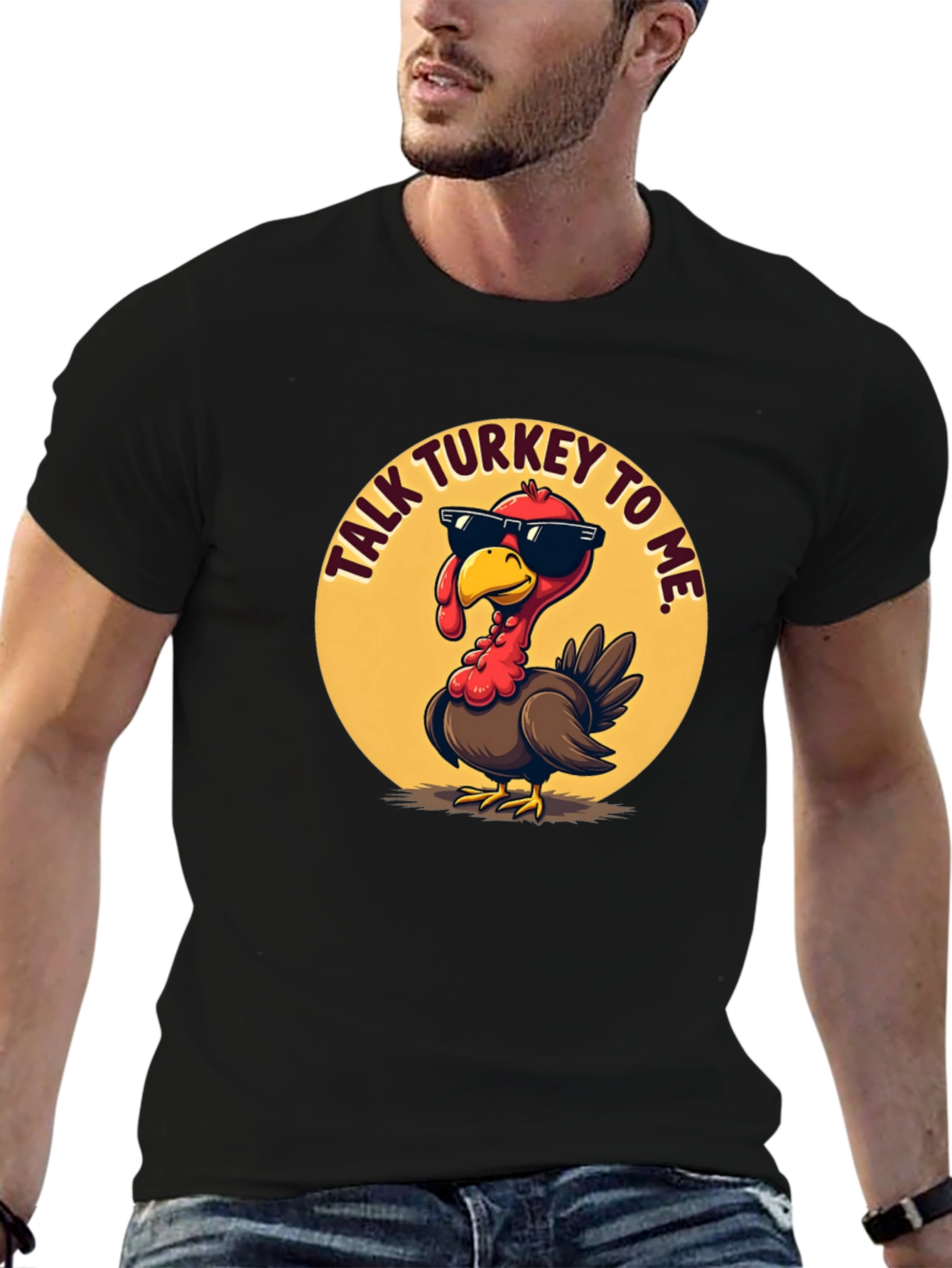 Black Talk Turkey To Me Black T-Shirt view 6
