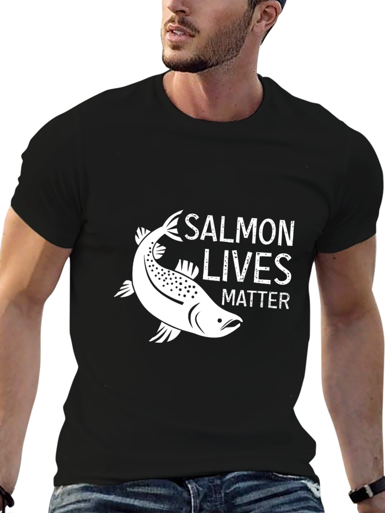 Black Salmon Lives Matter Graphic Tee - Black view 6