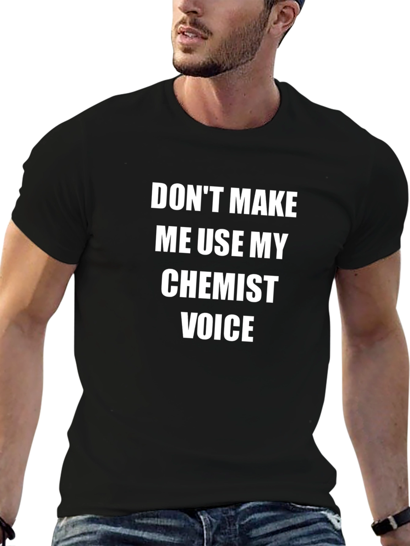 Black Chemist Voice T-Shirt - Funny Science Tee view 6