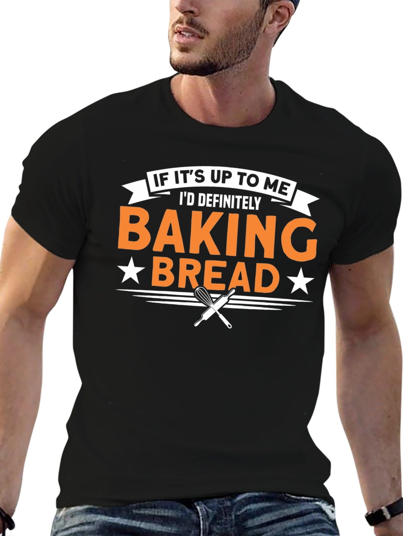Black Baking Bread T-Shirt - Baker Gift view 6