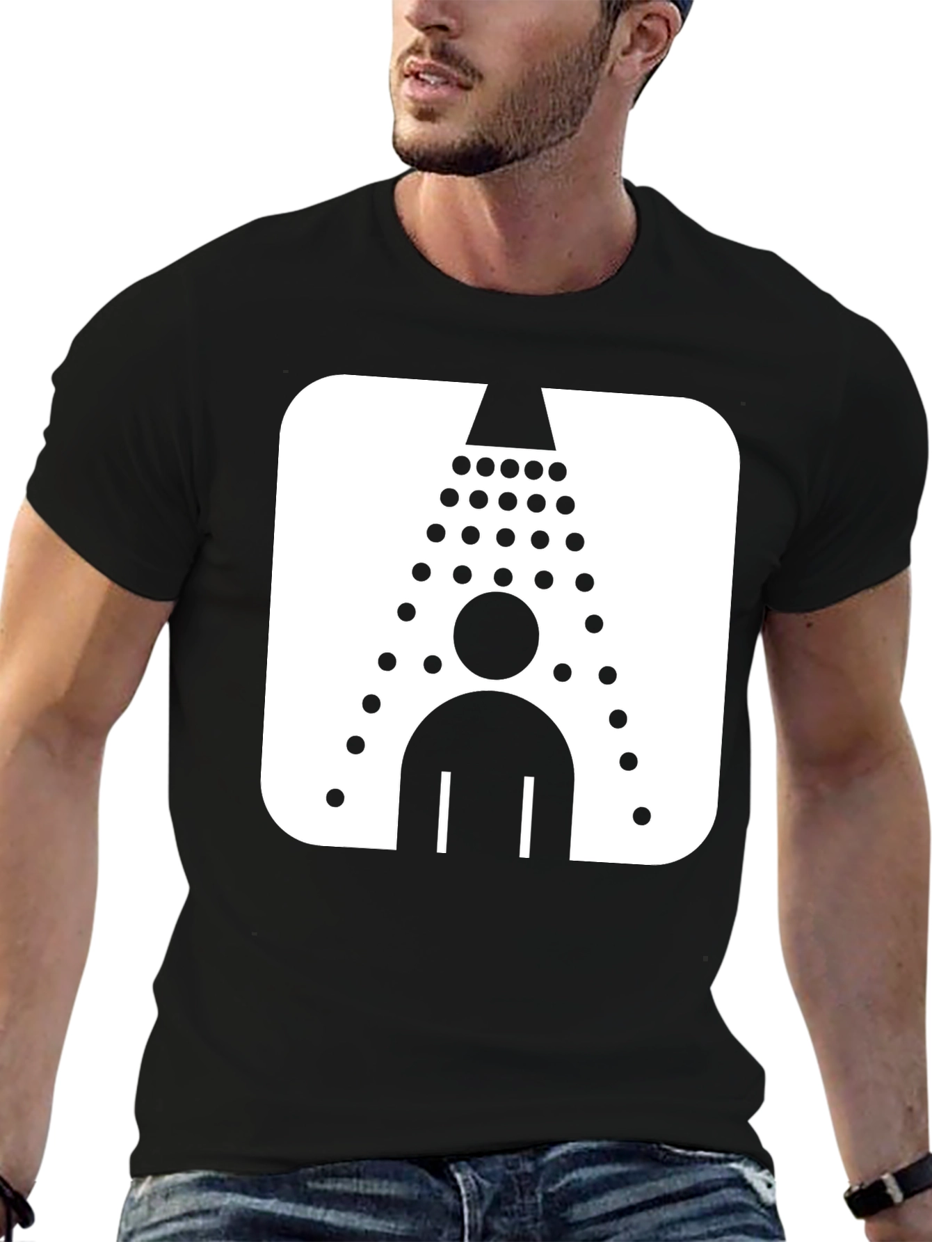 Black Shower Icon Black T-Shirt - Clean Humor Graphic Tee view 6